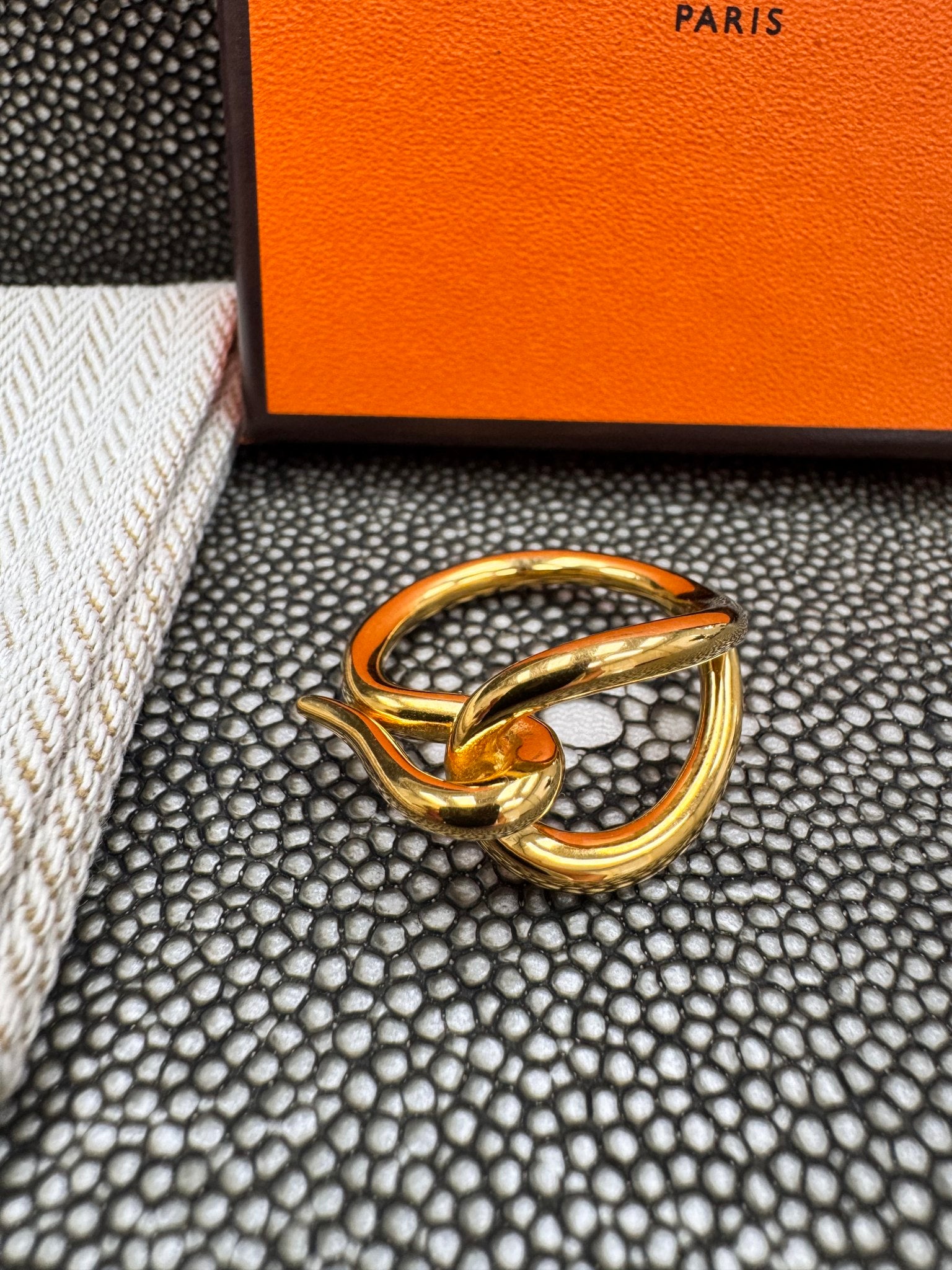 Hermes Gold Tone Jumbo Hook Scarf Ring