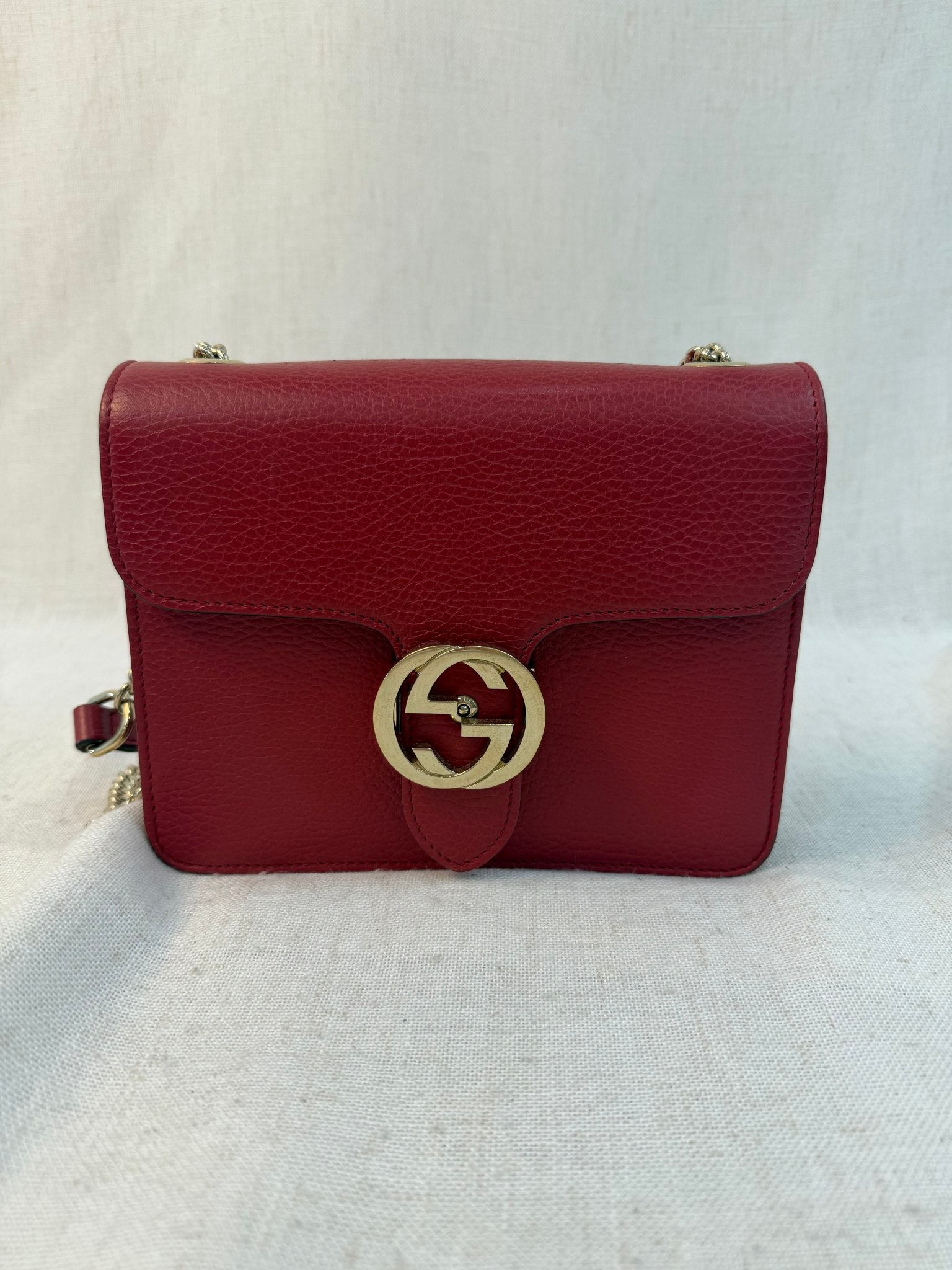 Gucci Red Leather Interlocking G Shoulder Bag