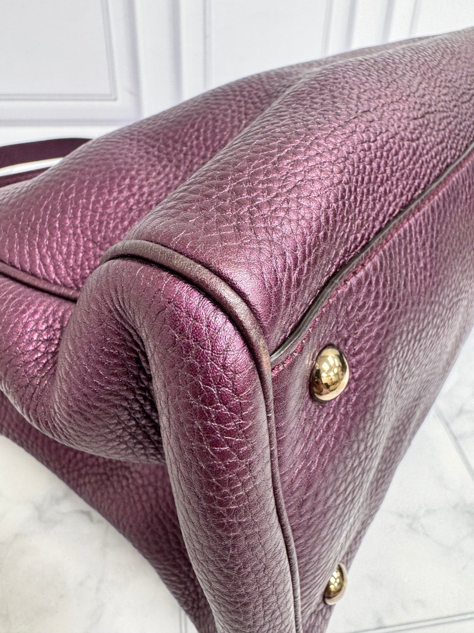Gucci Metallic Purple And Bamboo 2Way Bag