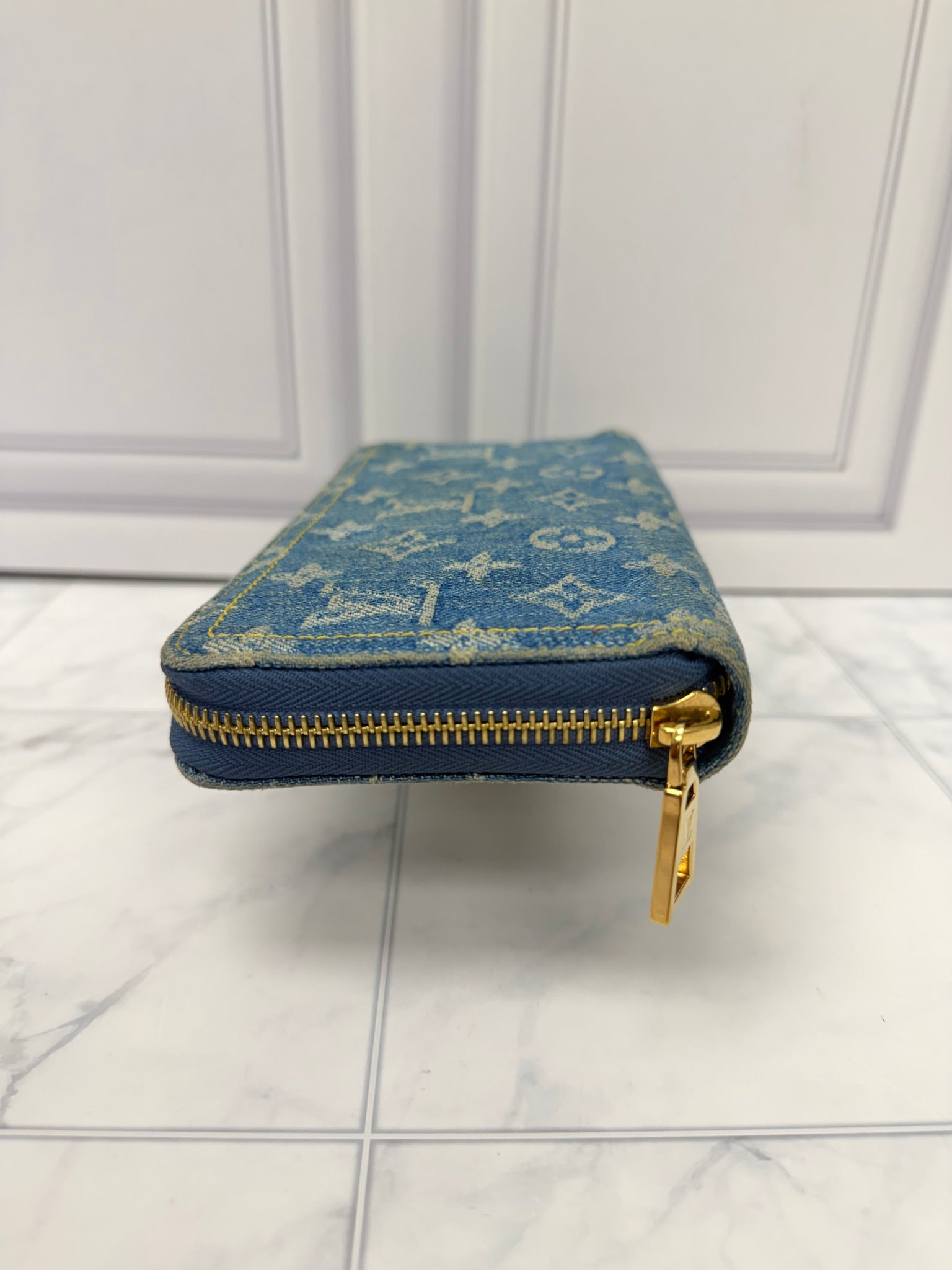 Louis Vuitton Monogram Blue Denim Zippy Wallet