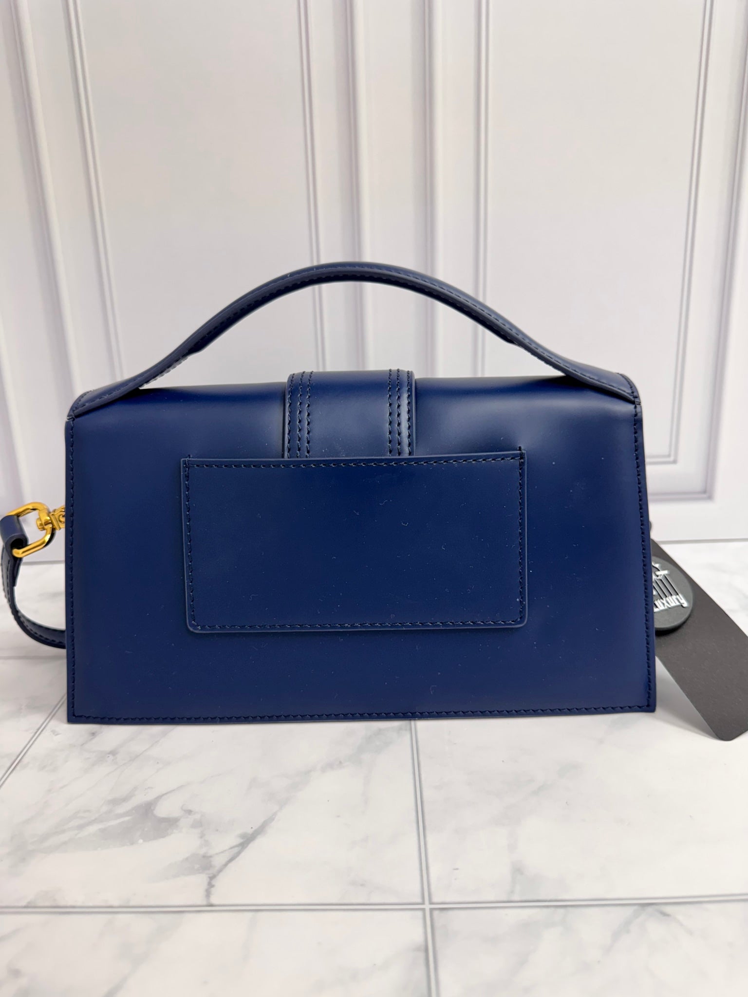 BRAND NEW - Jacquemus Navy Blue Leather Grande Bambino 2Way Handbag