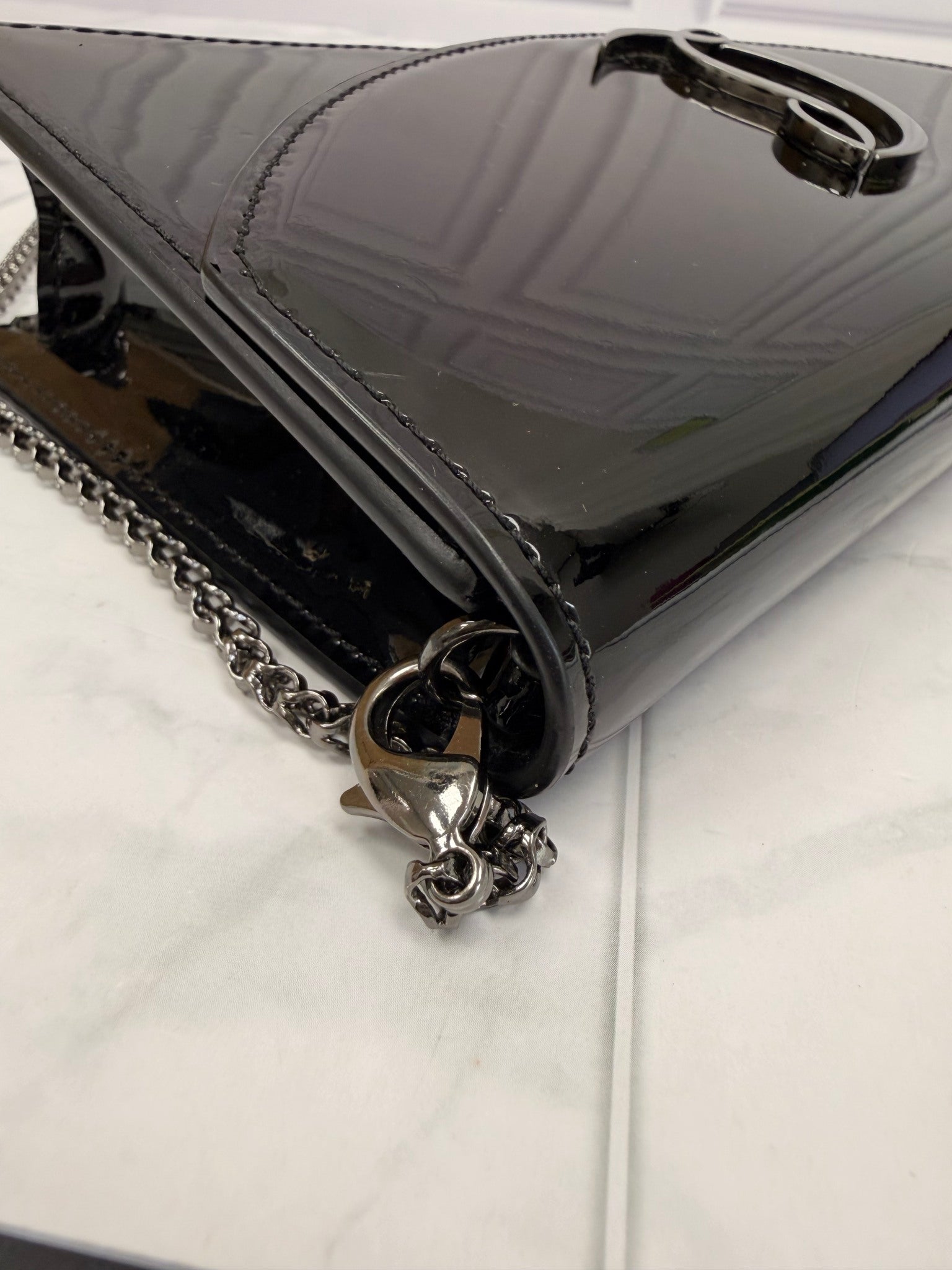 Christian Louboutin Black Patent Leather Chain Shoulder Bag