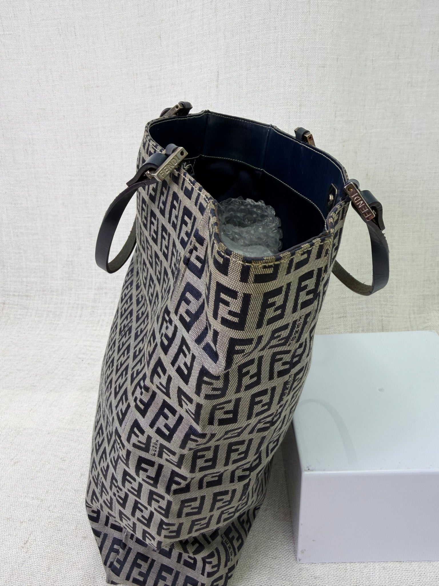 Fendi Navy Zucchino Canvas Tote