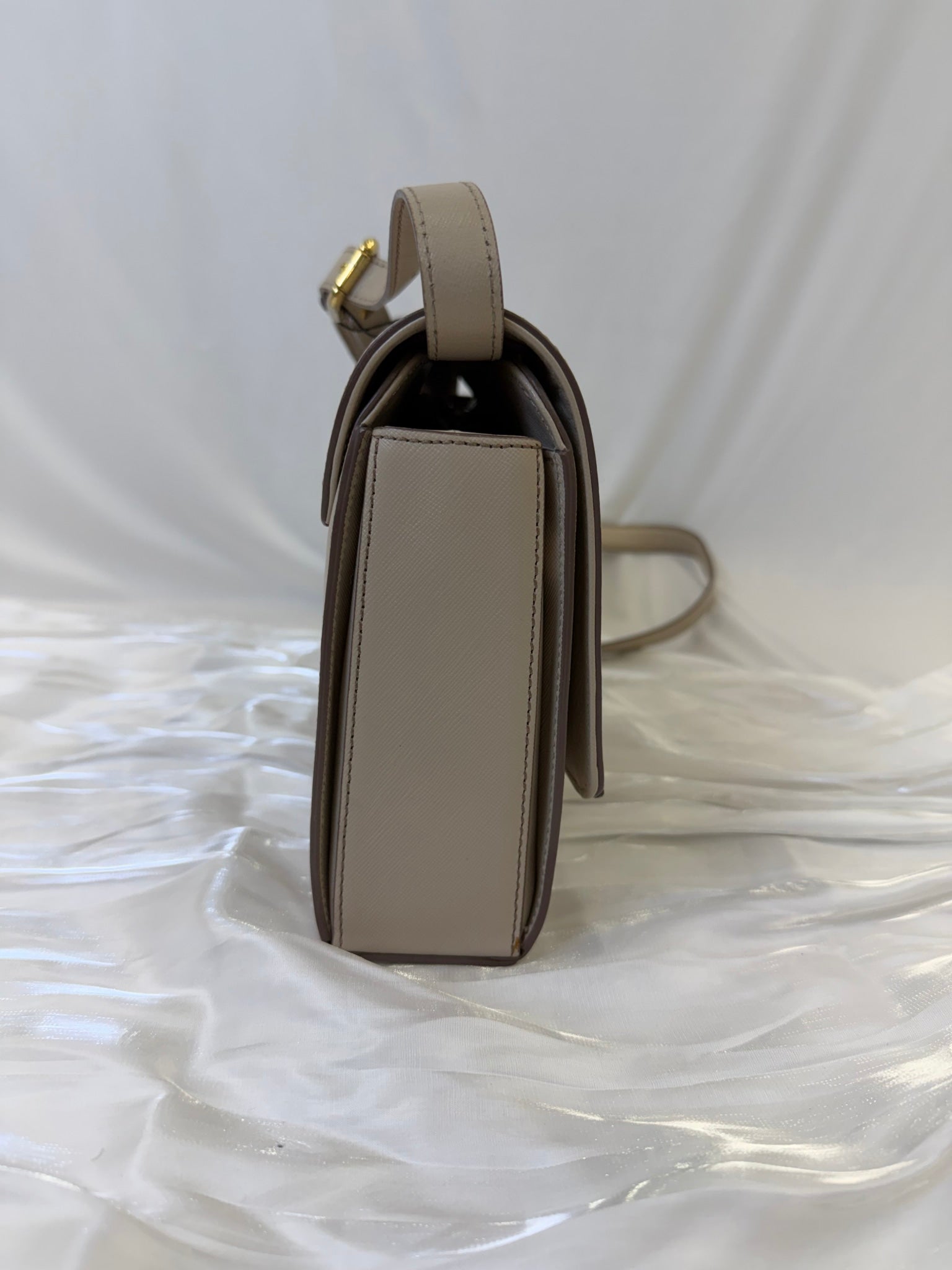 MCM Beige Saffiano Leather Crossbody Bag