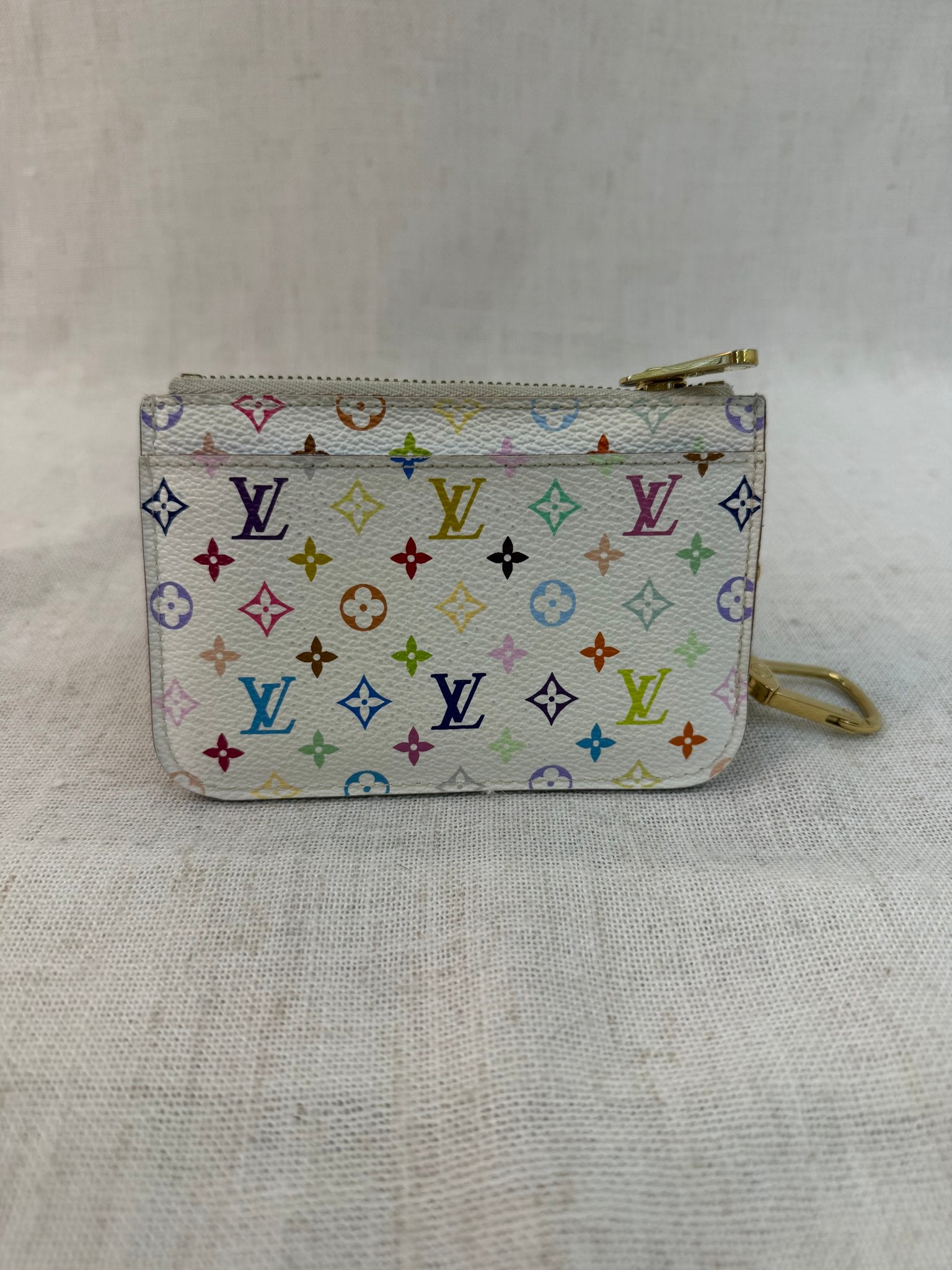 Louis Vuitton White Multicolor Pochette Cles Coin Pouch