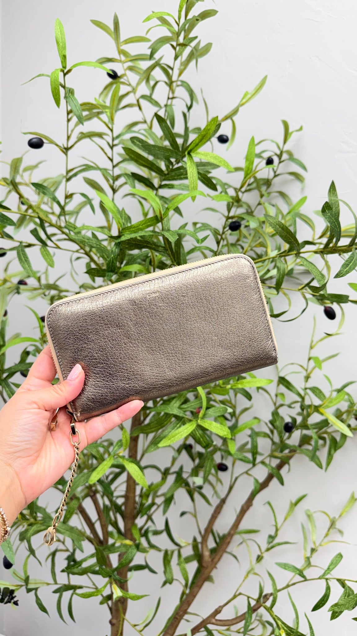 Chloe Gold Metallic Leather Zippy Wallet