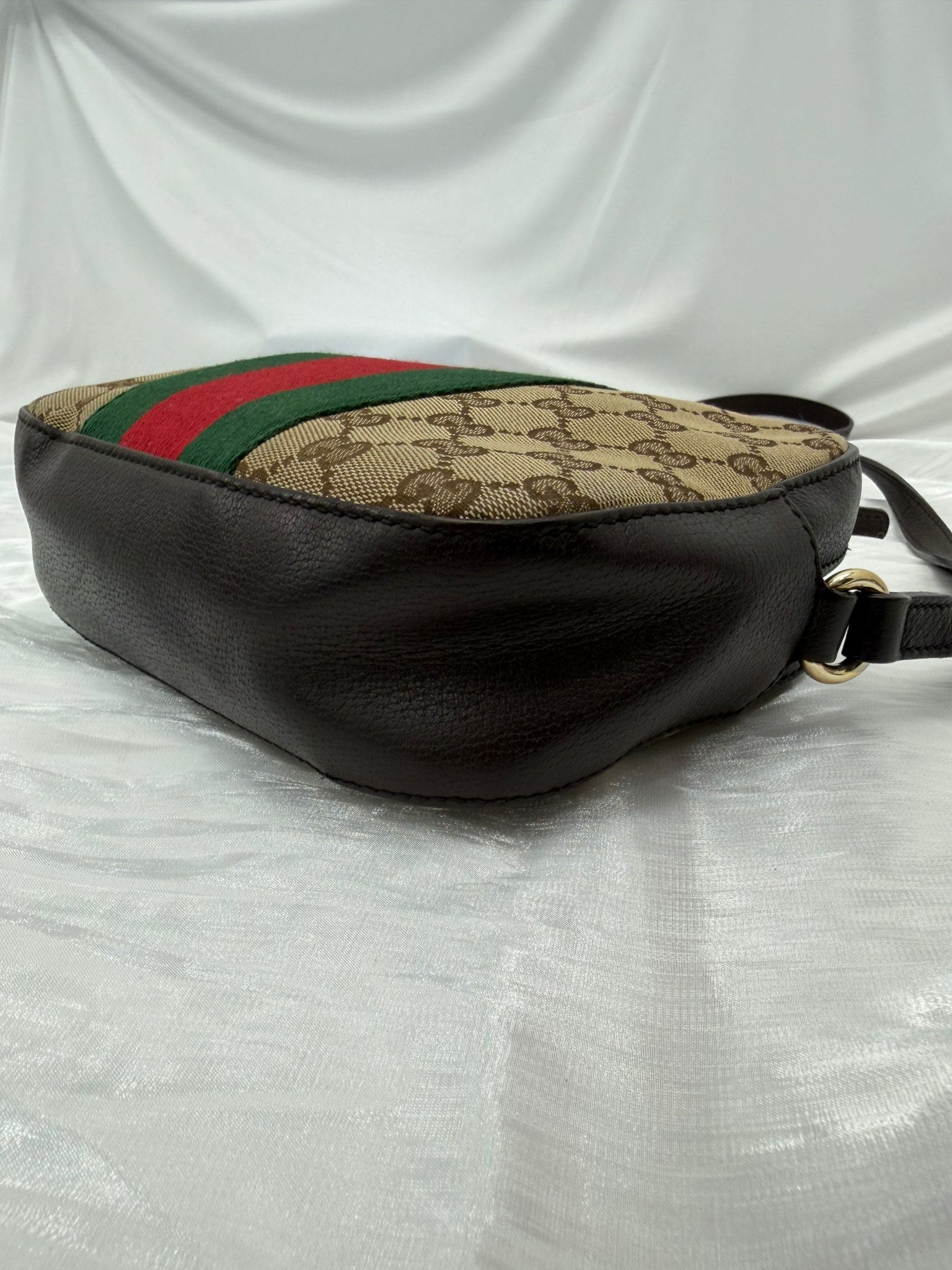 Gucci Brown GG Canvas & Leather Sherry Line Bee Camera Bag