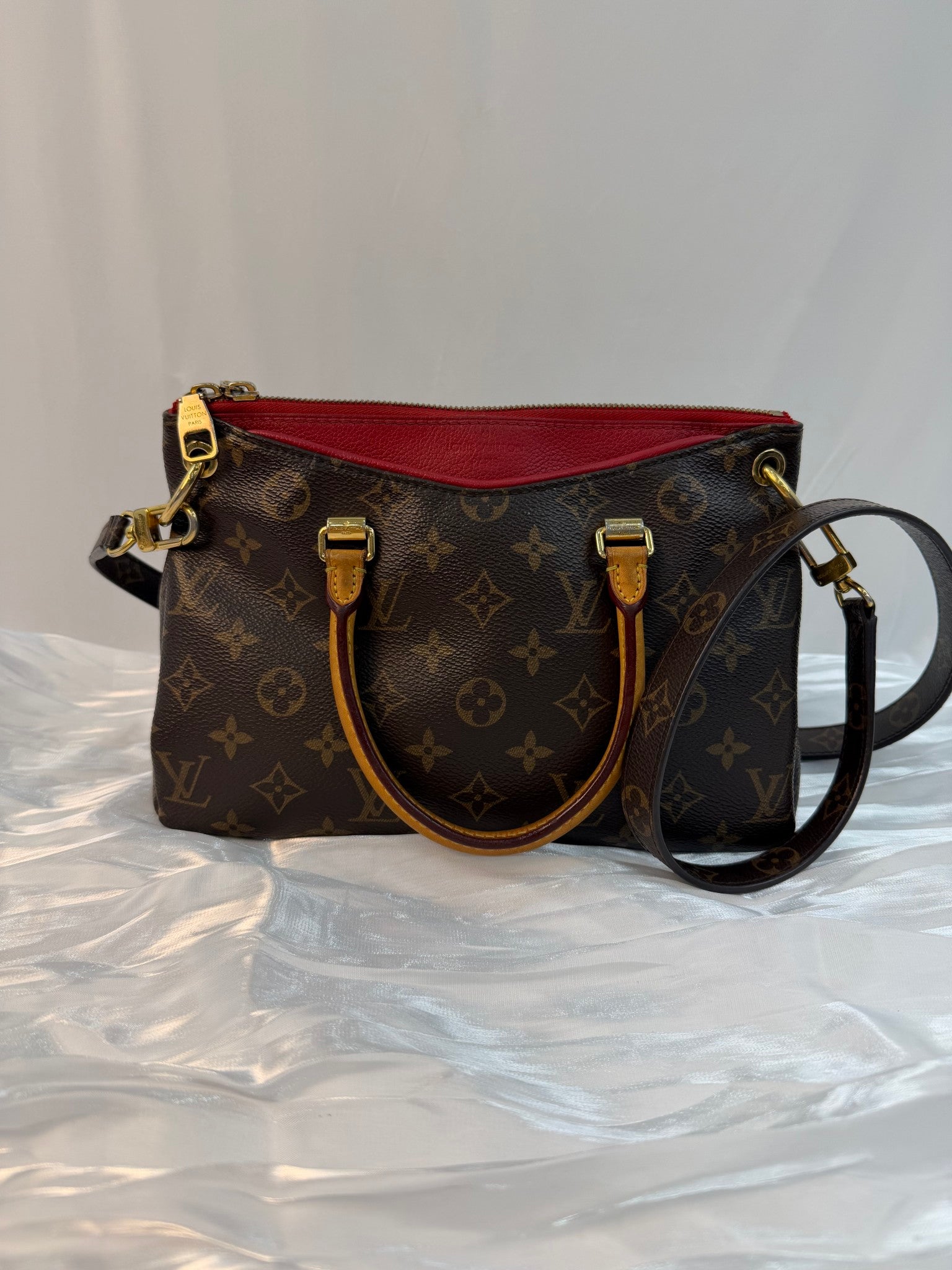 Louis Vuitton Monogram And Red Leather Pallas BB Bag