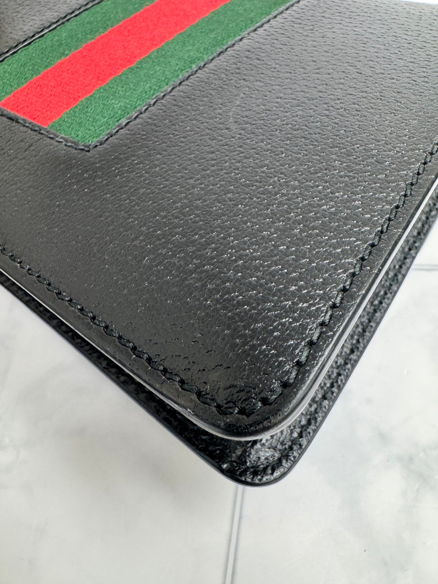 Gucci Black Leather Web Dionysus Mini Shoulder Bag