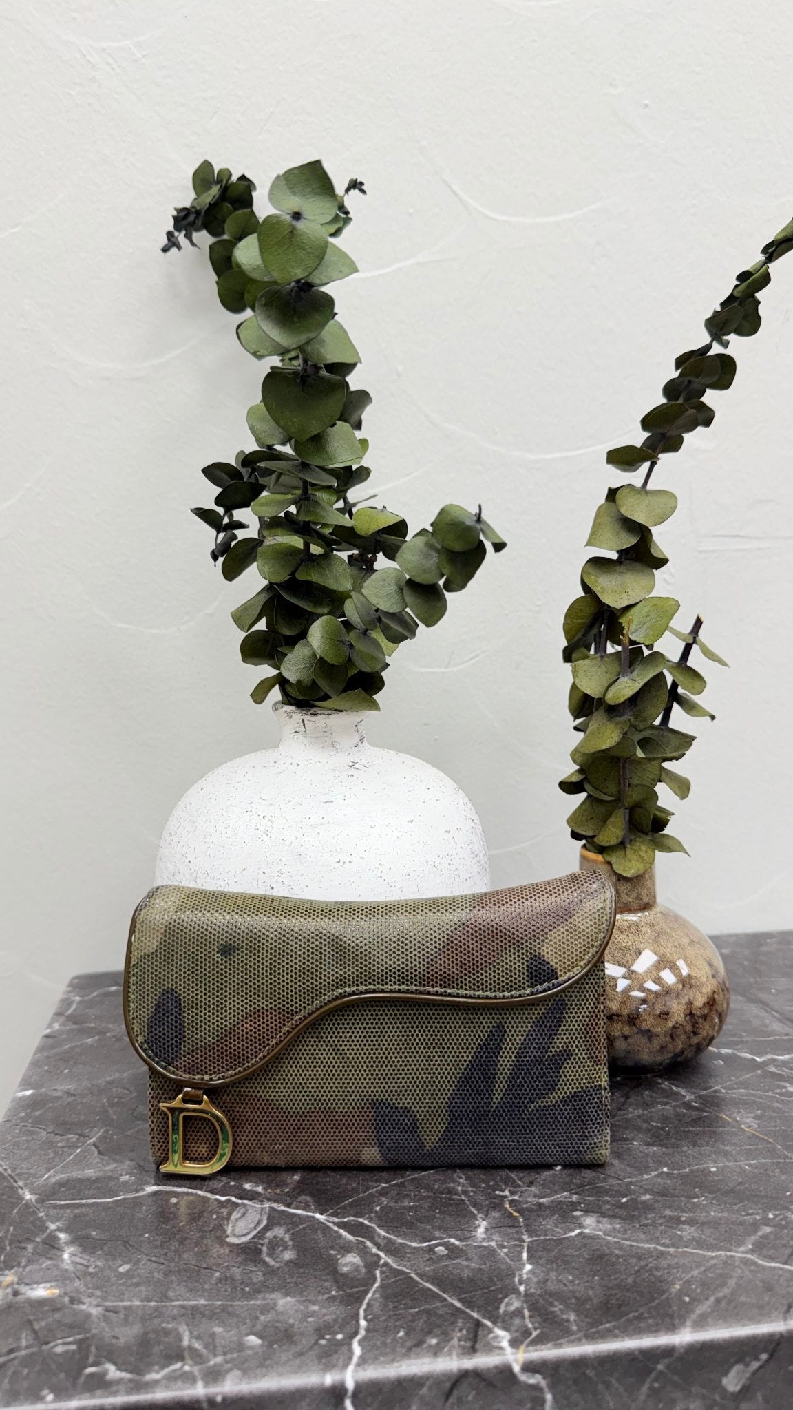 Christian Dior Green Canvas Camouflage Saddle Wallet