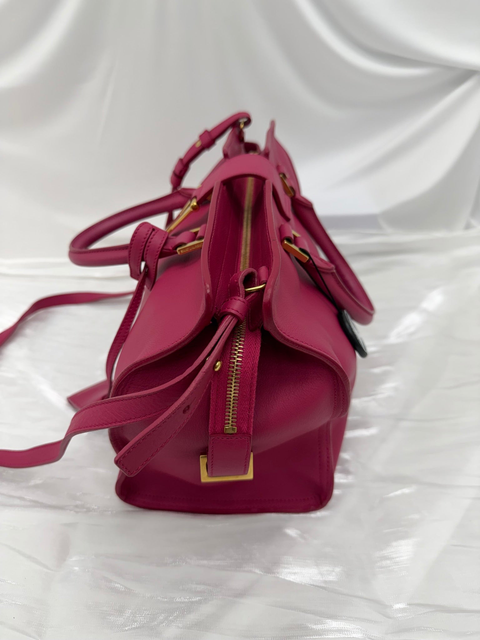 Saint Laurent YSL Dark Pink Leather Classic Y Handbag