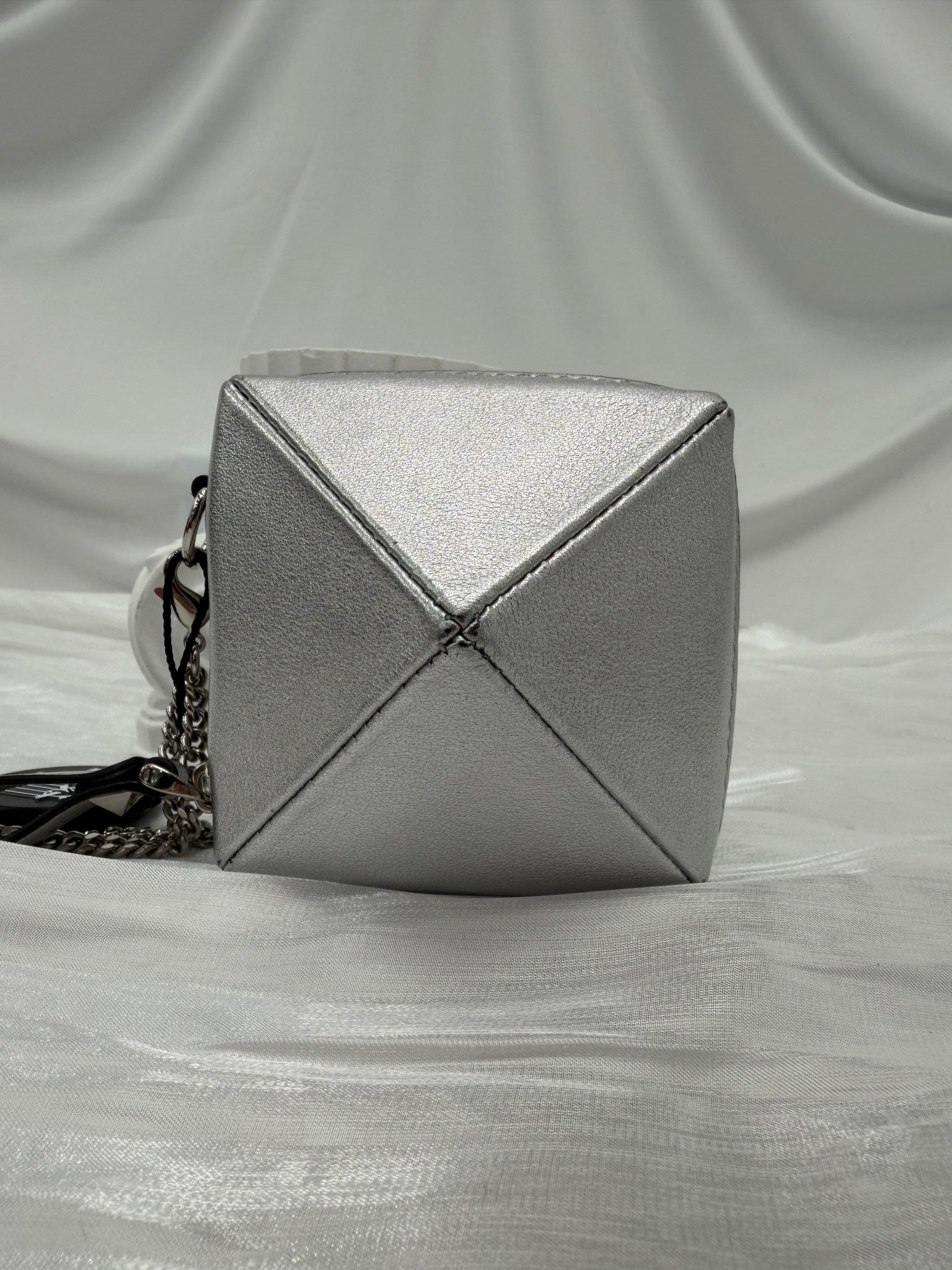 Valentino Silver Leather Mini Rockstud Bag