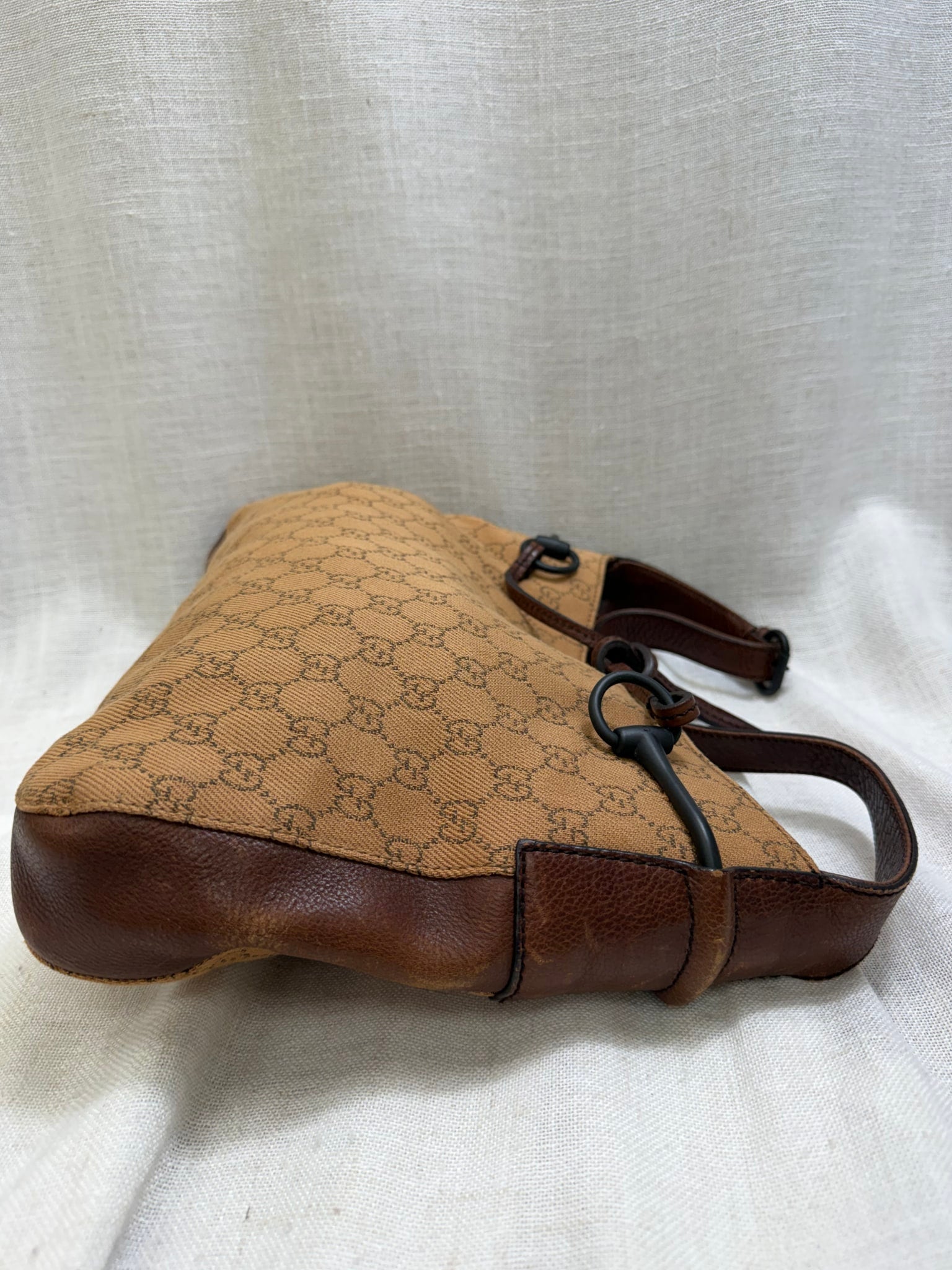Gucci Brown GG Canvas Horsebit Shoulder Bag