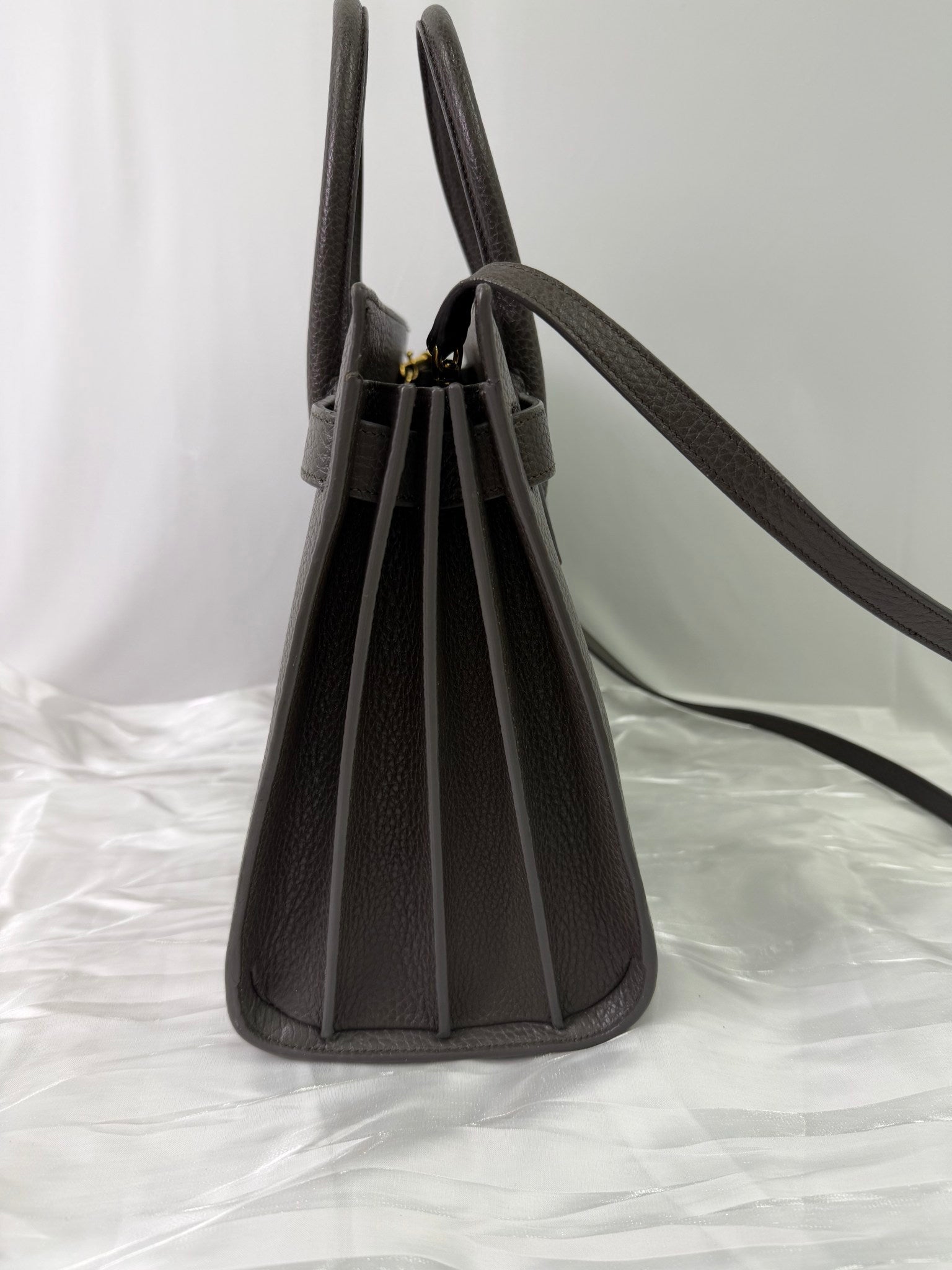 Saint Laurent Gray Leather Sac De Jour Bag