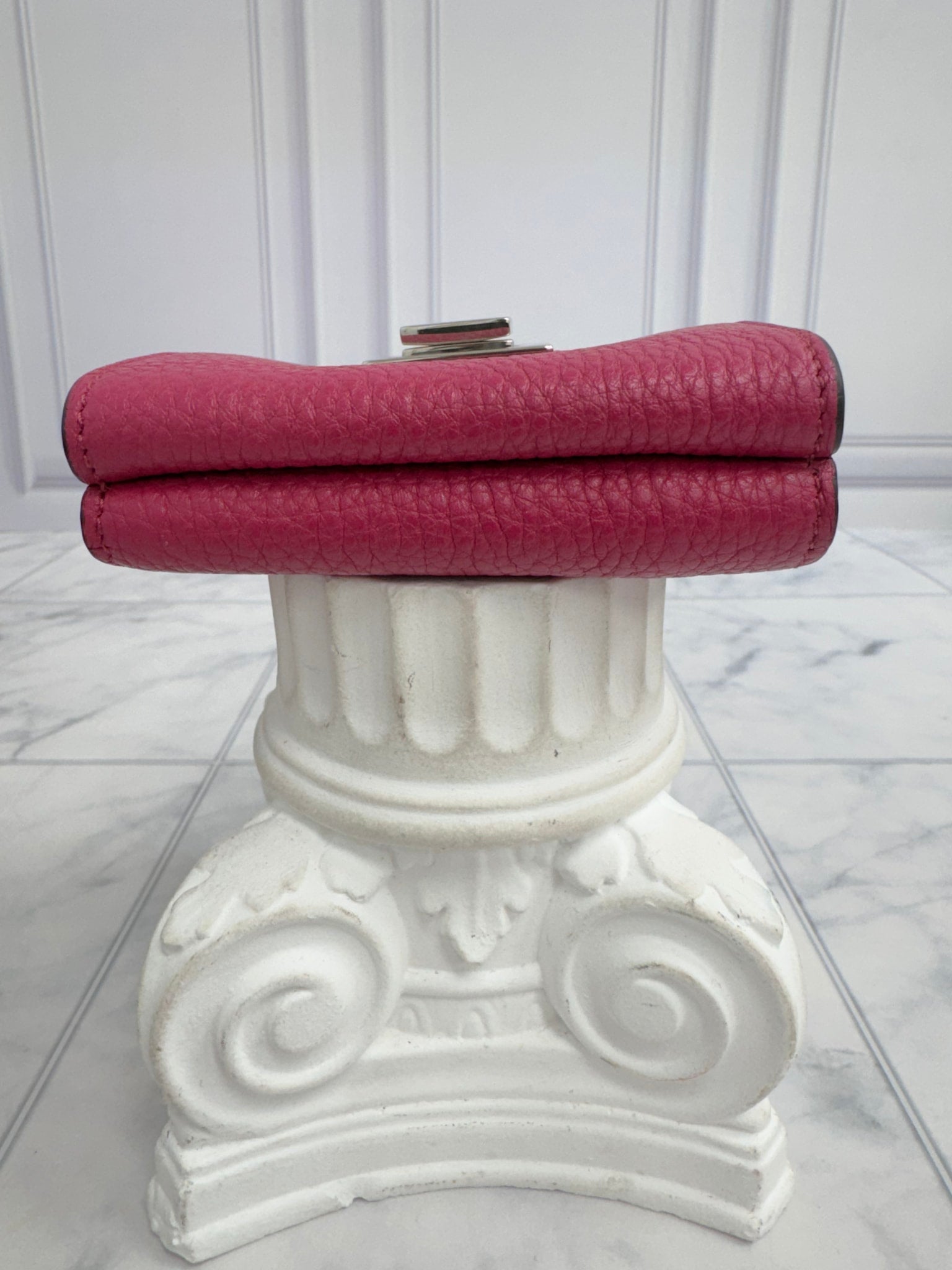 Fendi Pink Grained Leather Compact Wallet