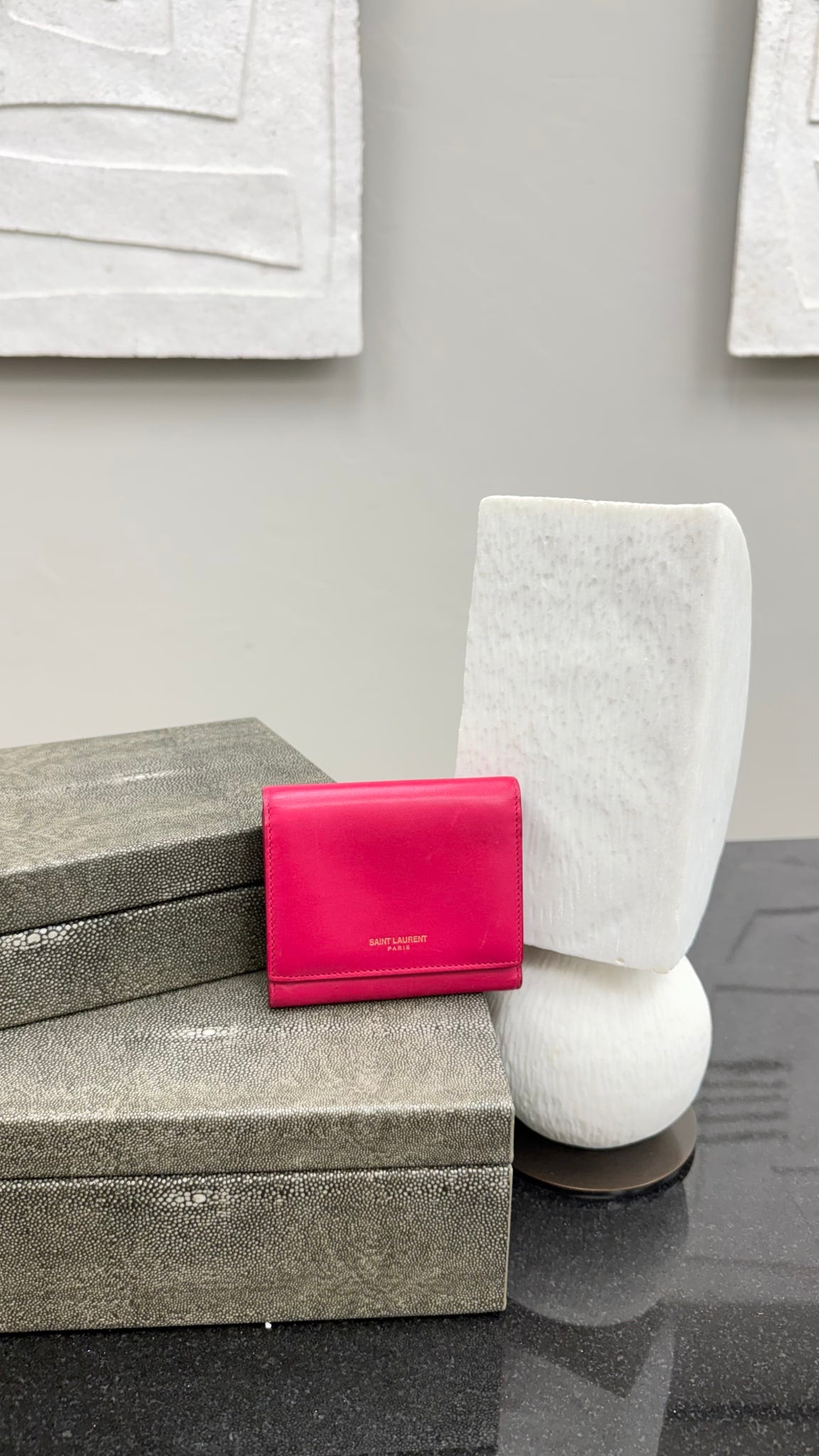 Saint Laurent YSL Hot Pink Leather Compact Wallet