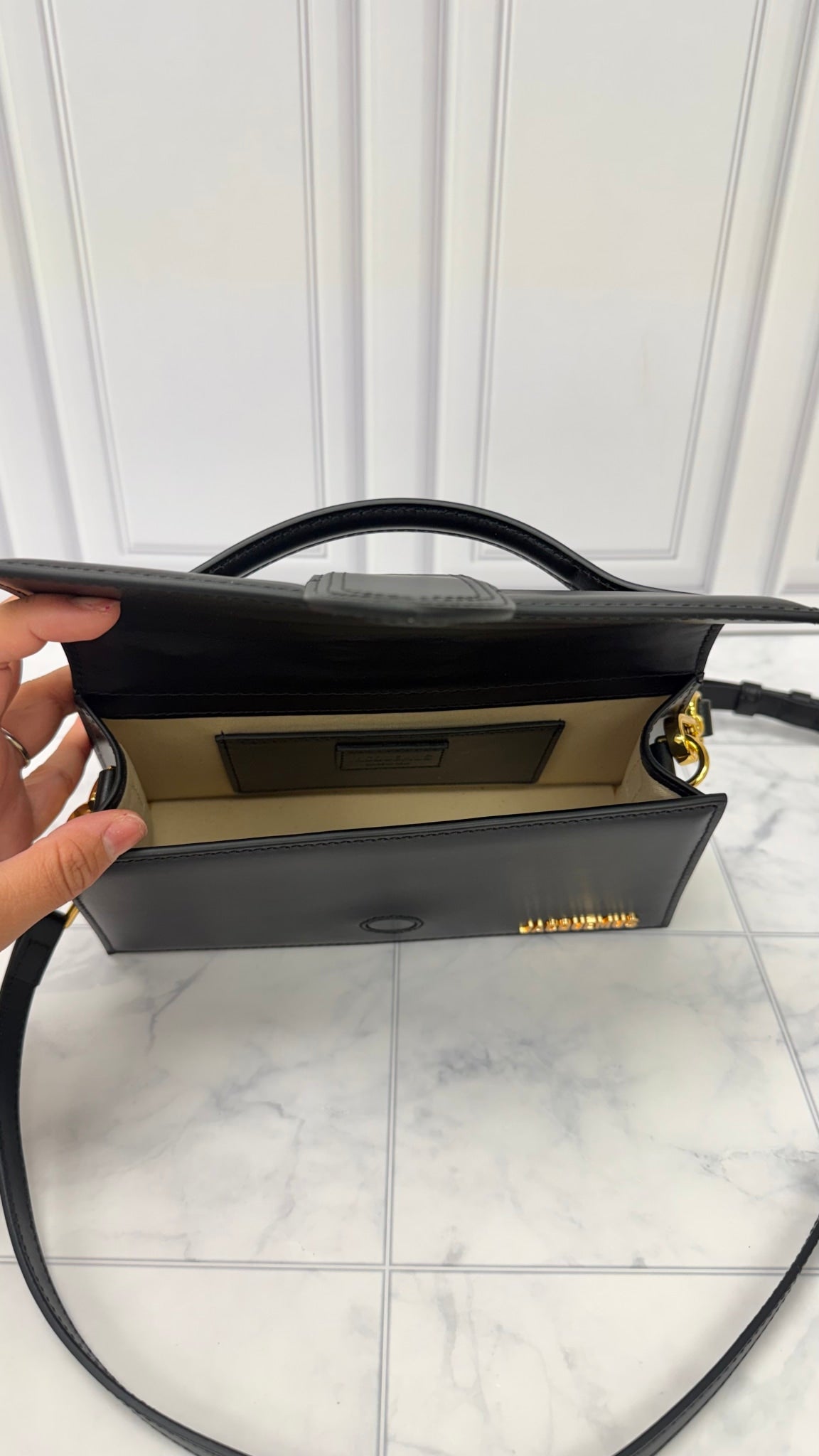 BRAND NEW - Jacquemus Black Leather Le Grand Bambino Handbag 2Way Handbag