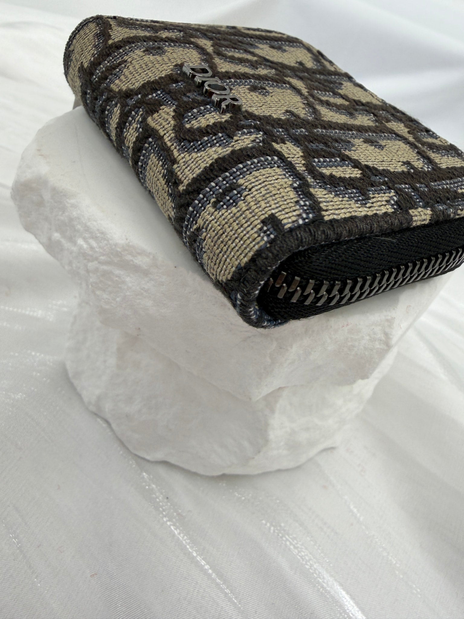 Christian Dior Blue Trotter Mini Zippy Coin Pouch