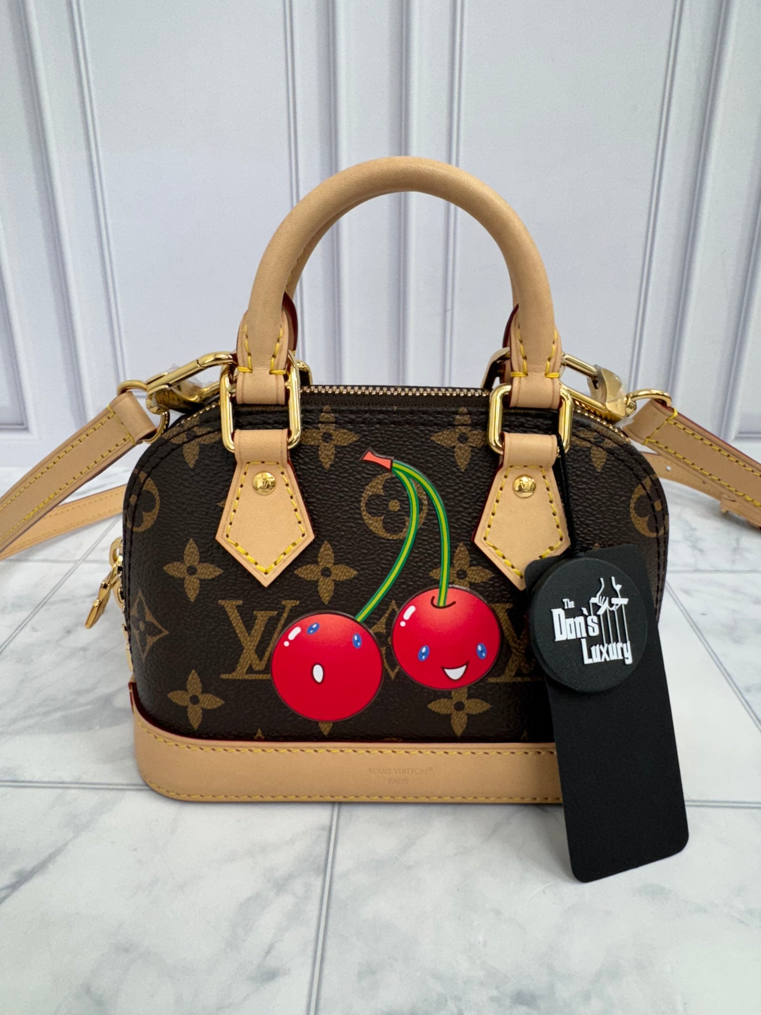 LIKE NEW - Louis Vuitton X Takashi Murakami Monogram Cerises Nano Alma