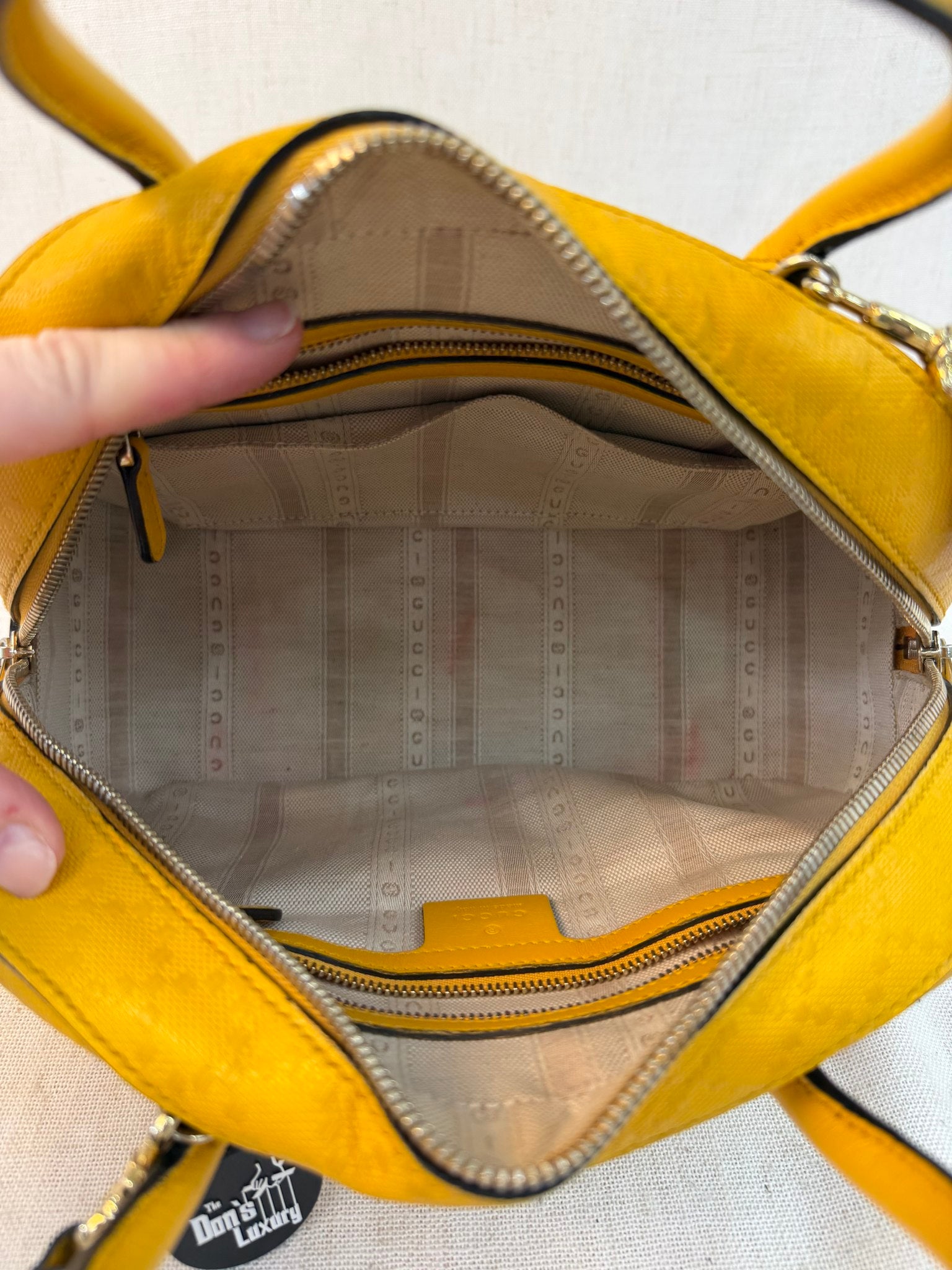 Gucci Yellow Leather Diamante Two Way Bag