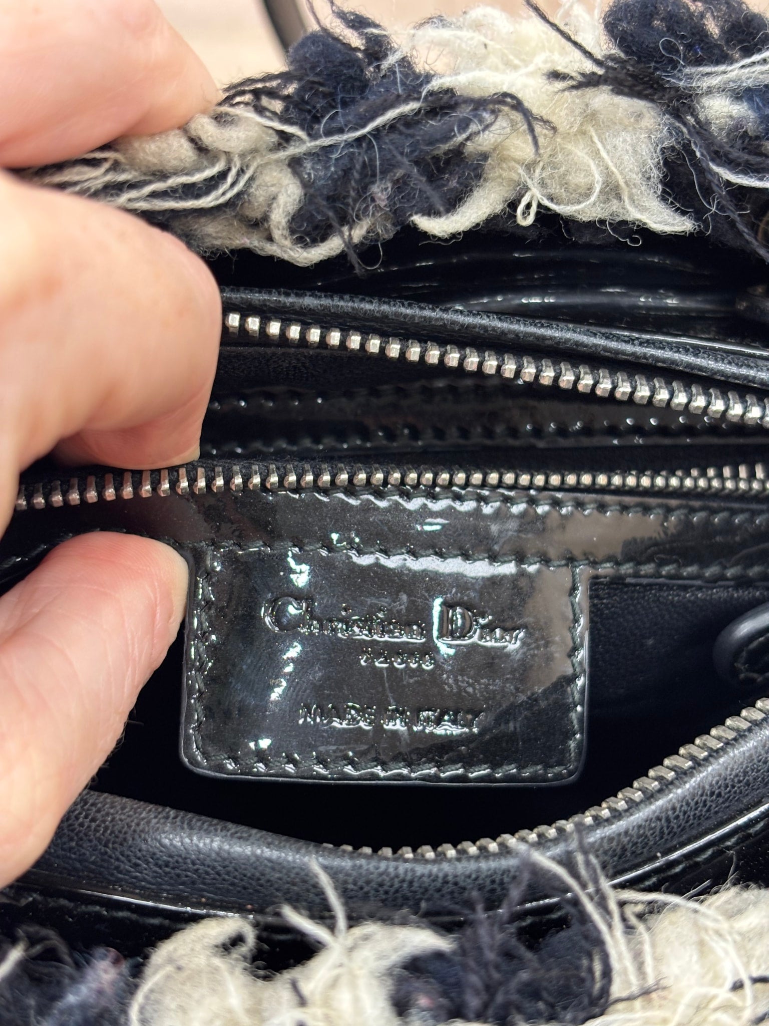 Christian Dior Multicolor Tweed Cannage Large Top Handle Bag