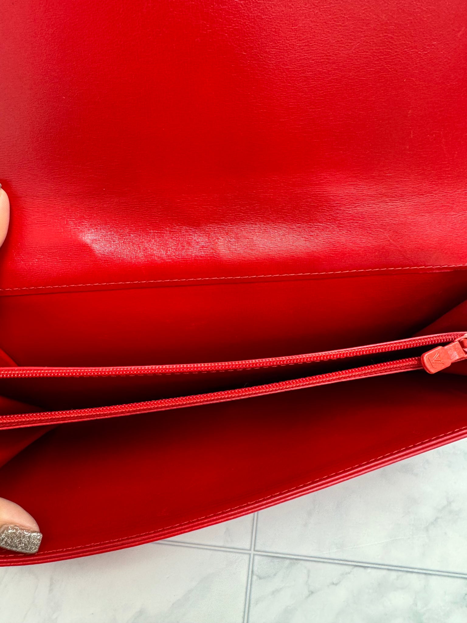 Louis Vuitton Red Epi Leather Opera Aegean Clutch