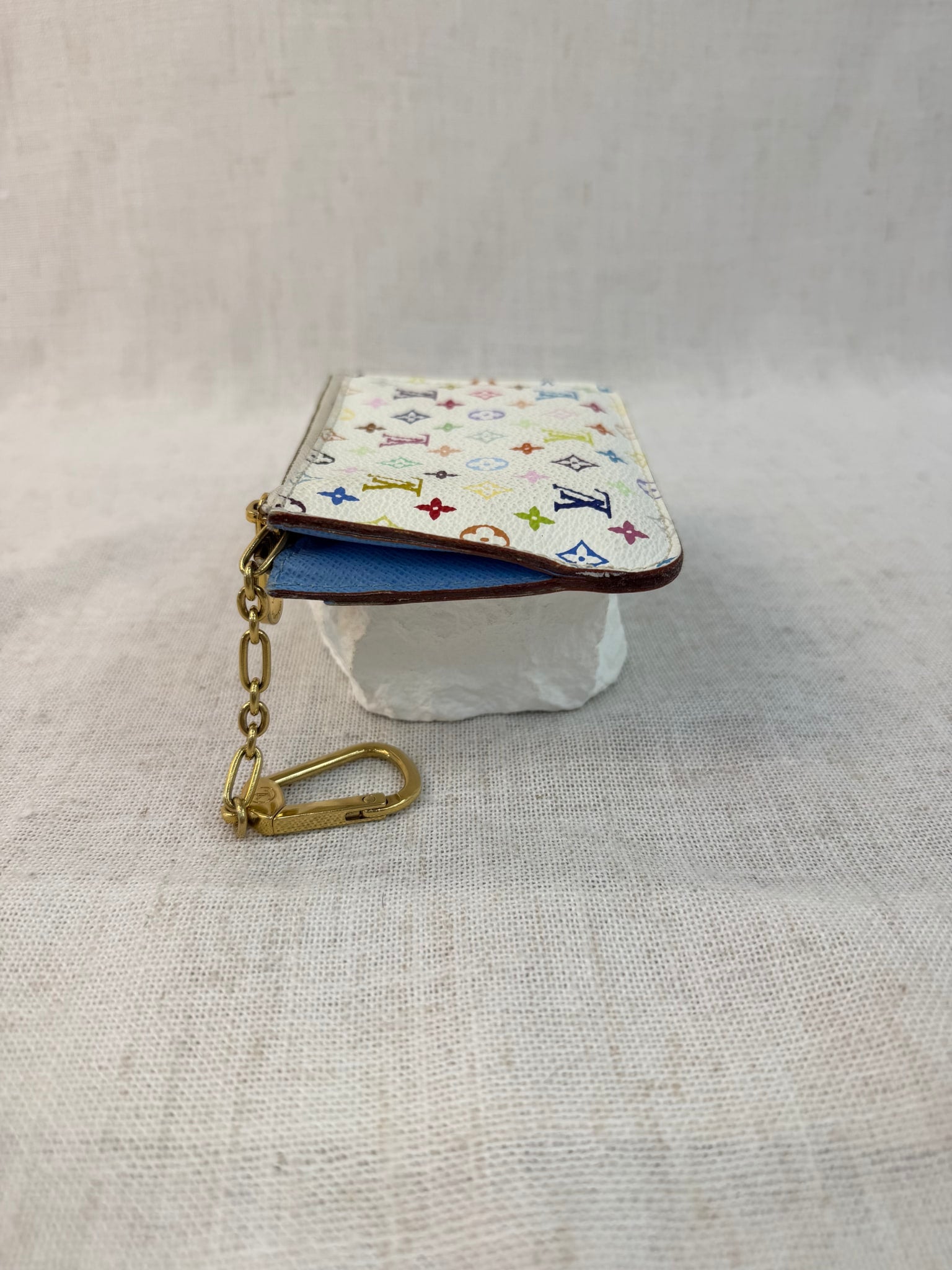Louis Vuitton White Multicolor Pochette Cles Coin Pouch