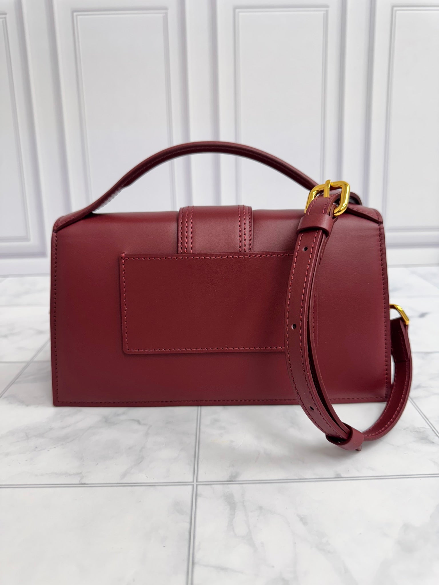 BRAND NEW - Jacquemus Burgundy Leather Le Grand Bambino Handbag 2Way Handbag