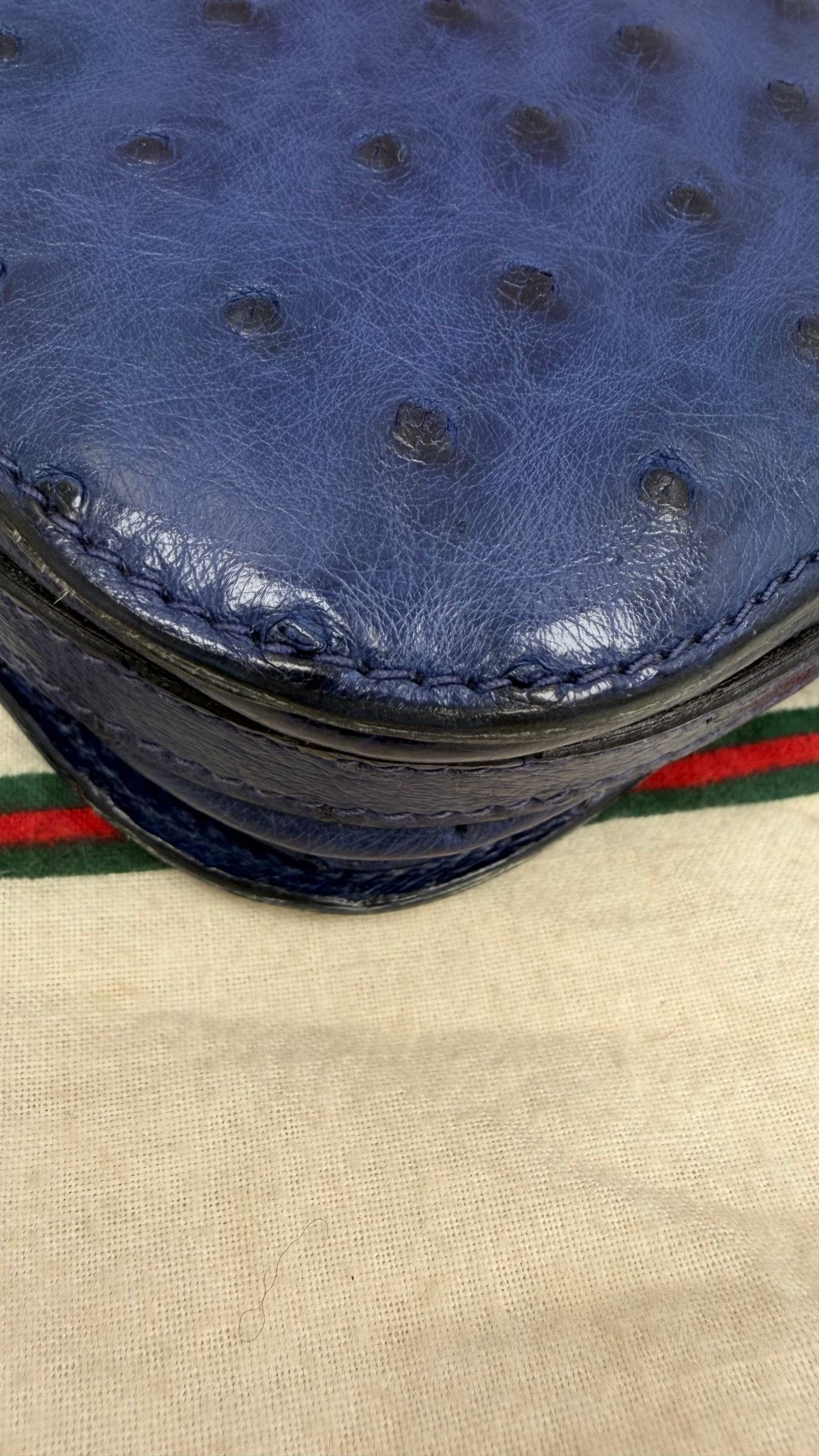 Gucci Blue Ostrich Leather Crossbody