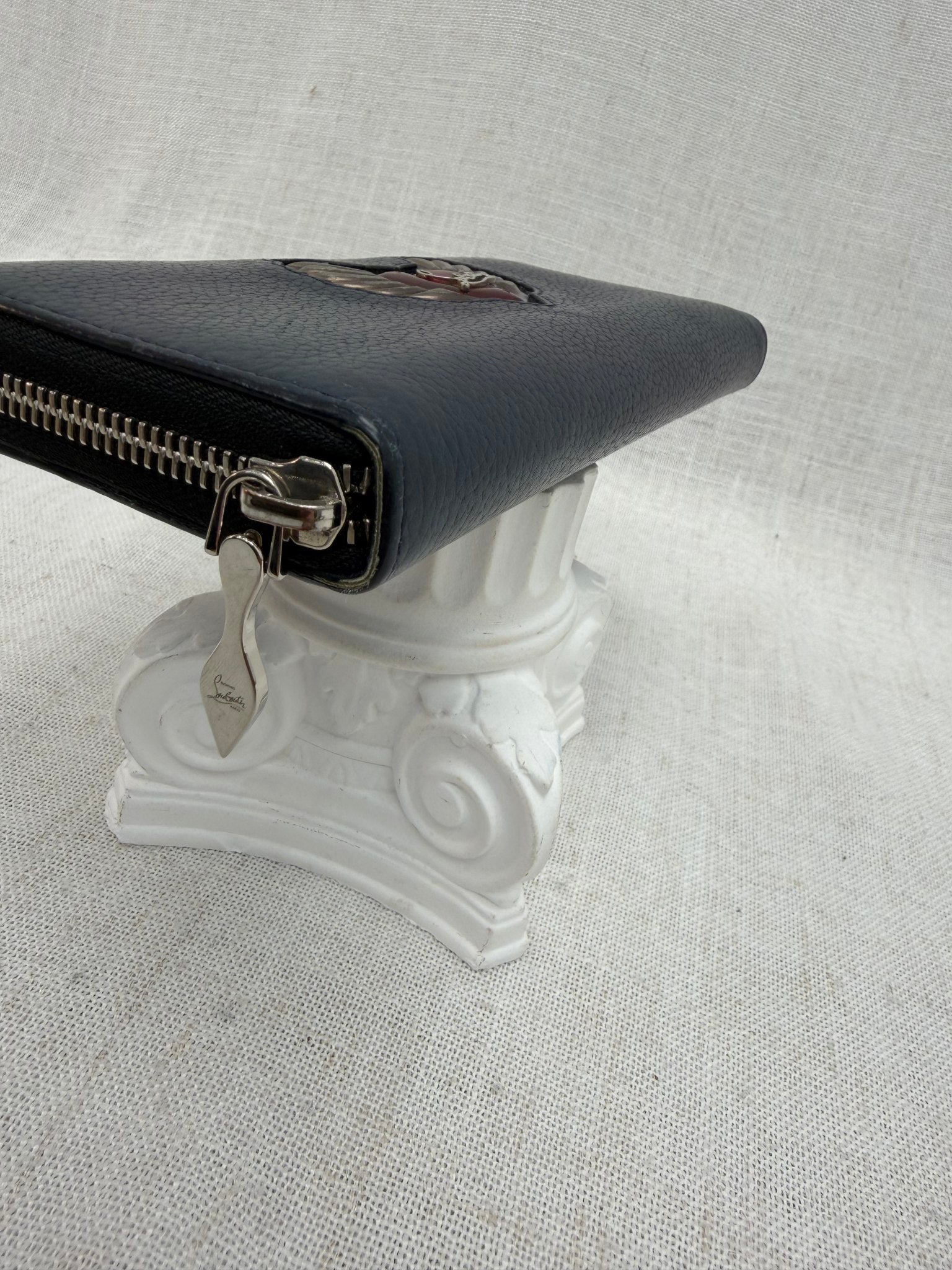 Christian Louboutin Blue Leather Heart Zippy Wallet