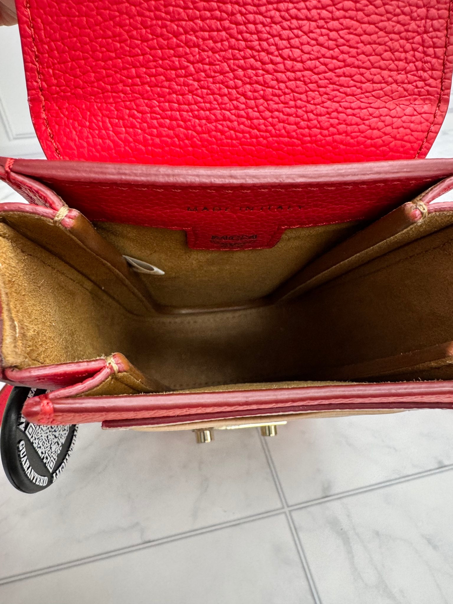 MCM Red Tricolor Pebbled Leather Patricia Mini Crossbody Bag