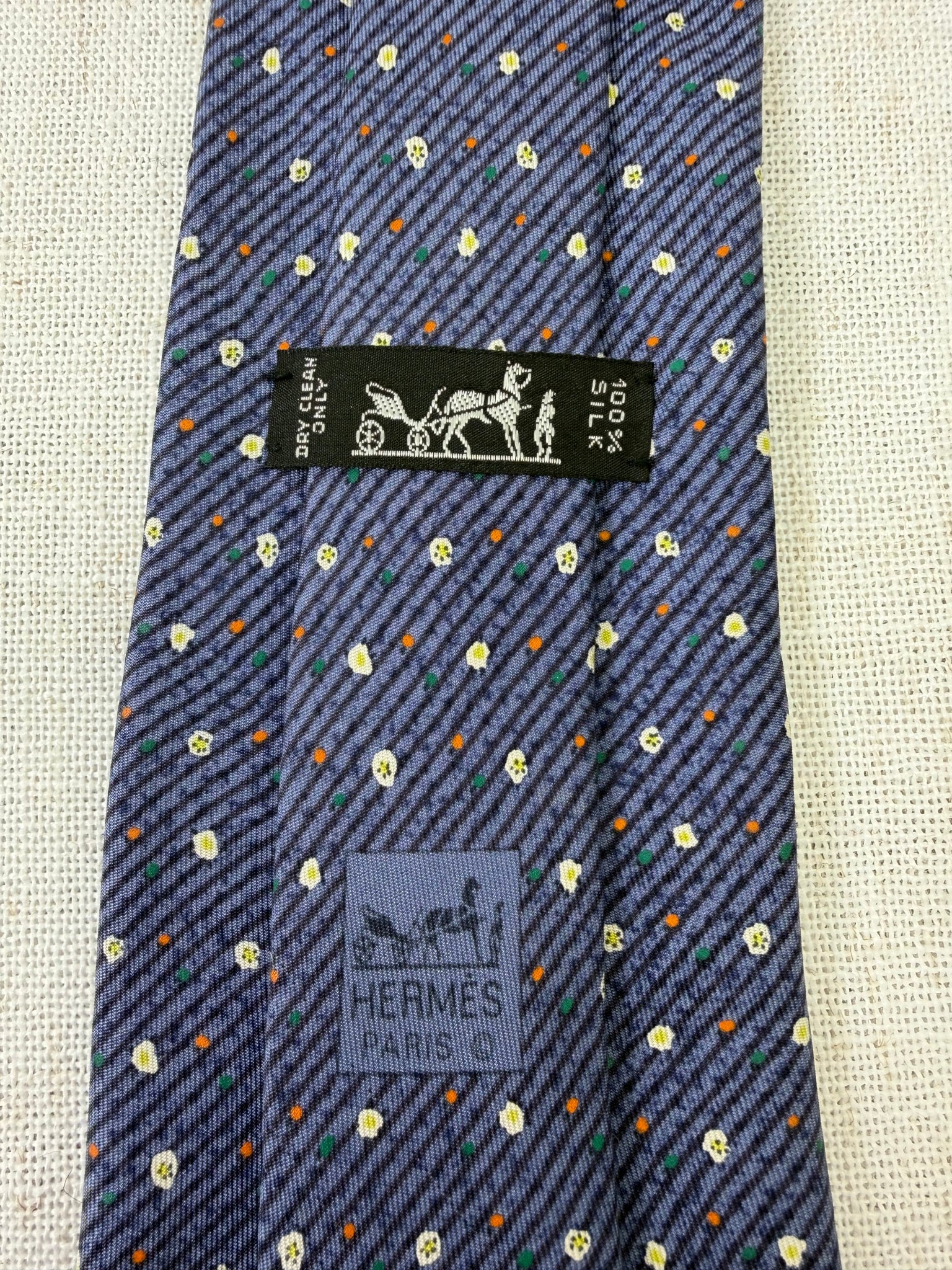 Hermes Blue Silk Tie