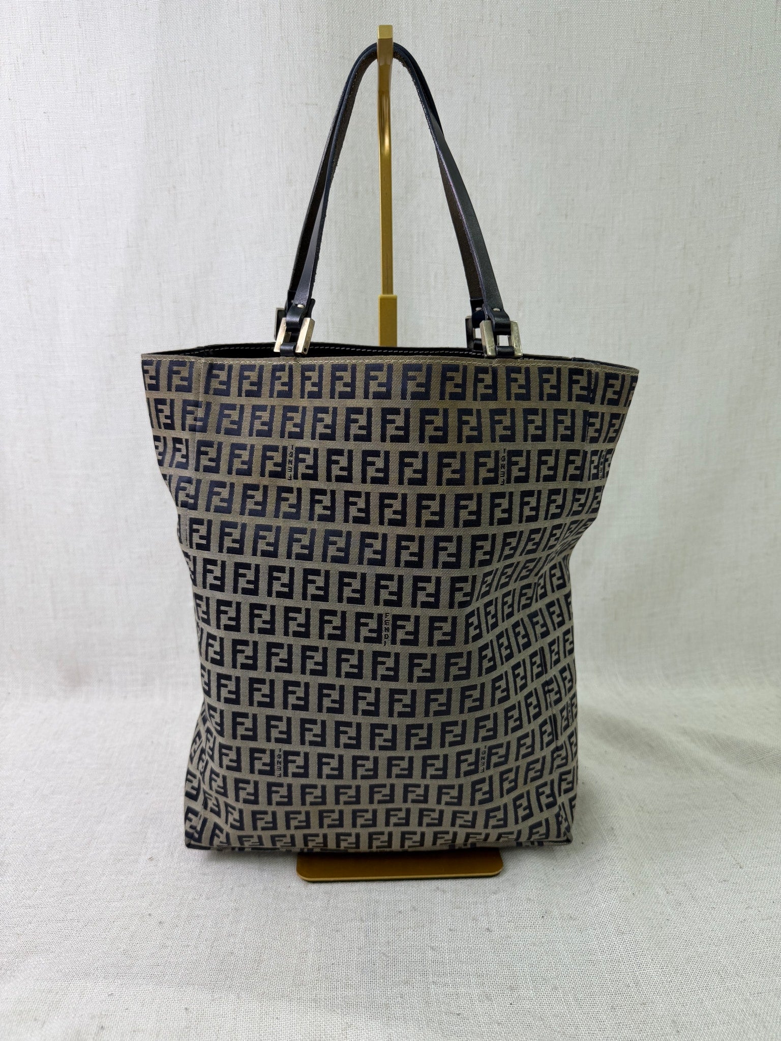 Fendi Navy Canvas Zucchino Tote Bag