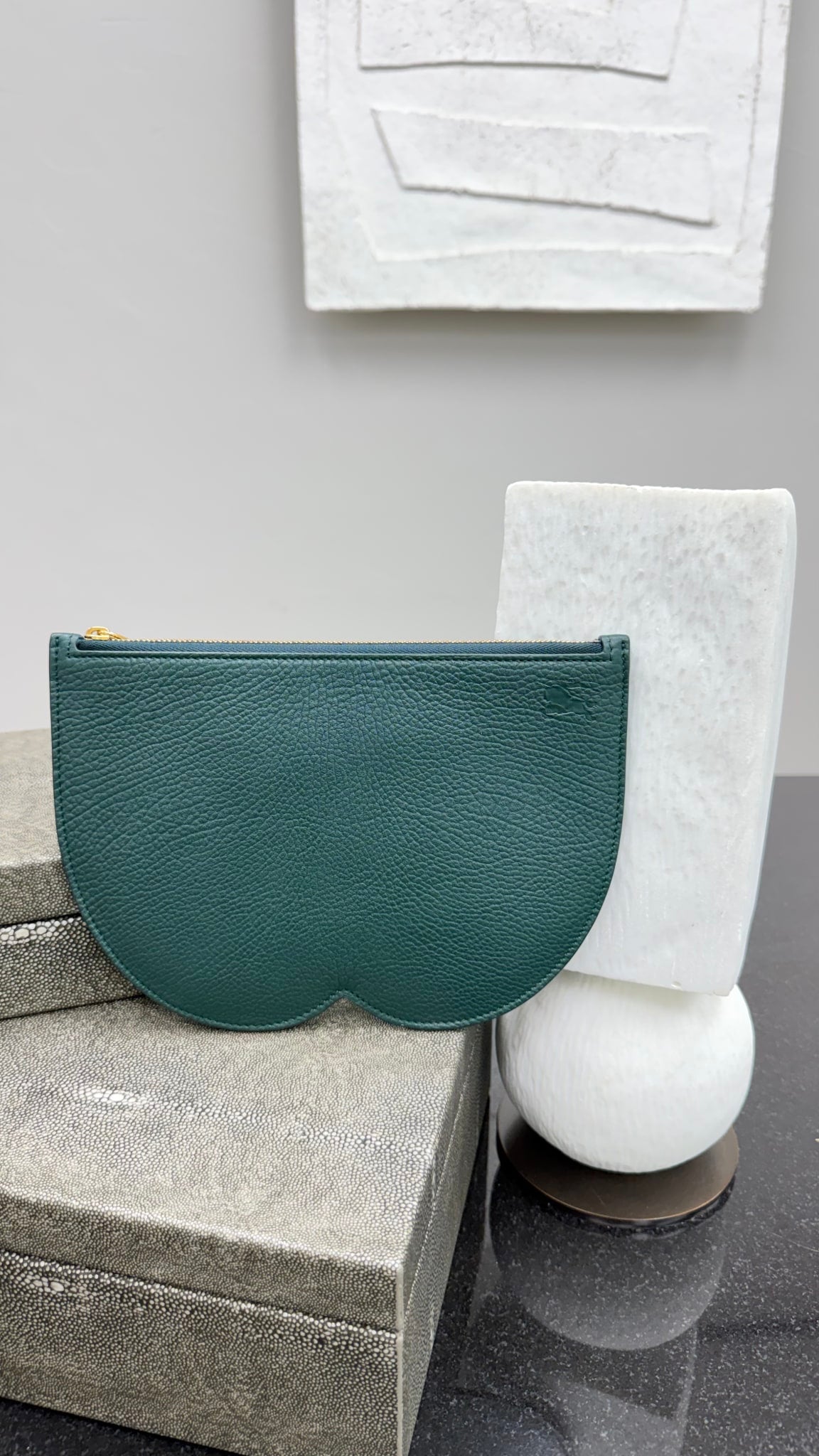 BRAND NEW - Burberry Green Pebbled Leather Chess Pouch