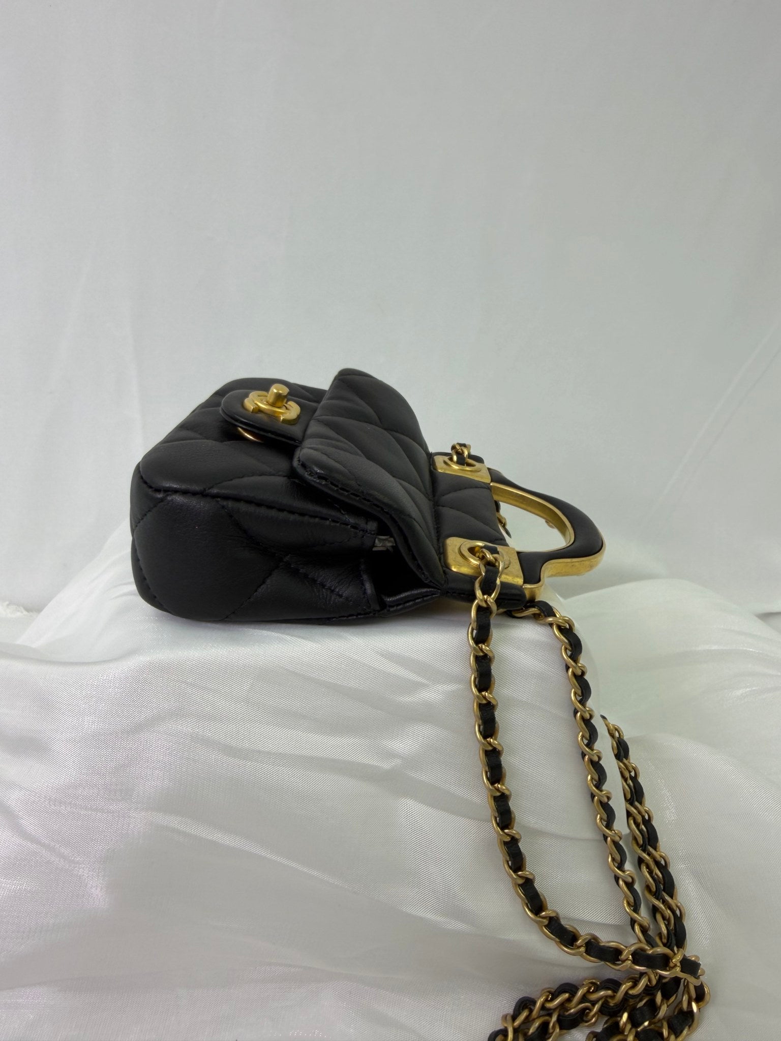 Chanel Black Lambskin Flap Card Holder Bag