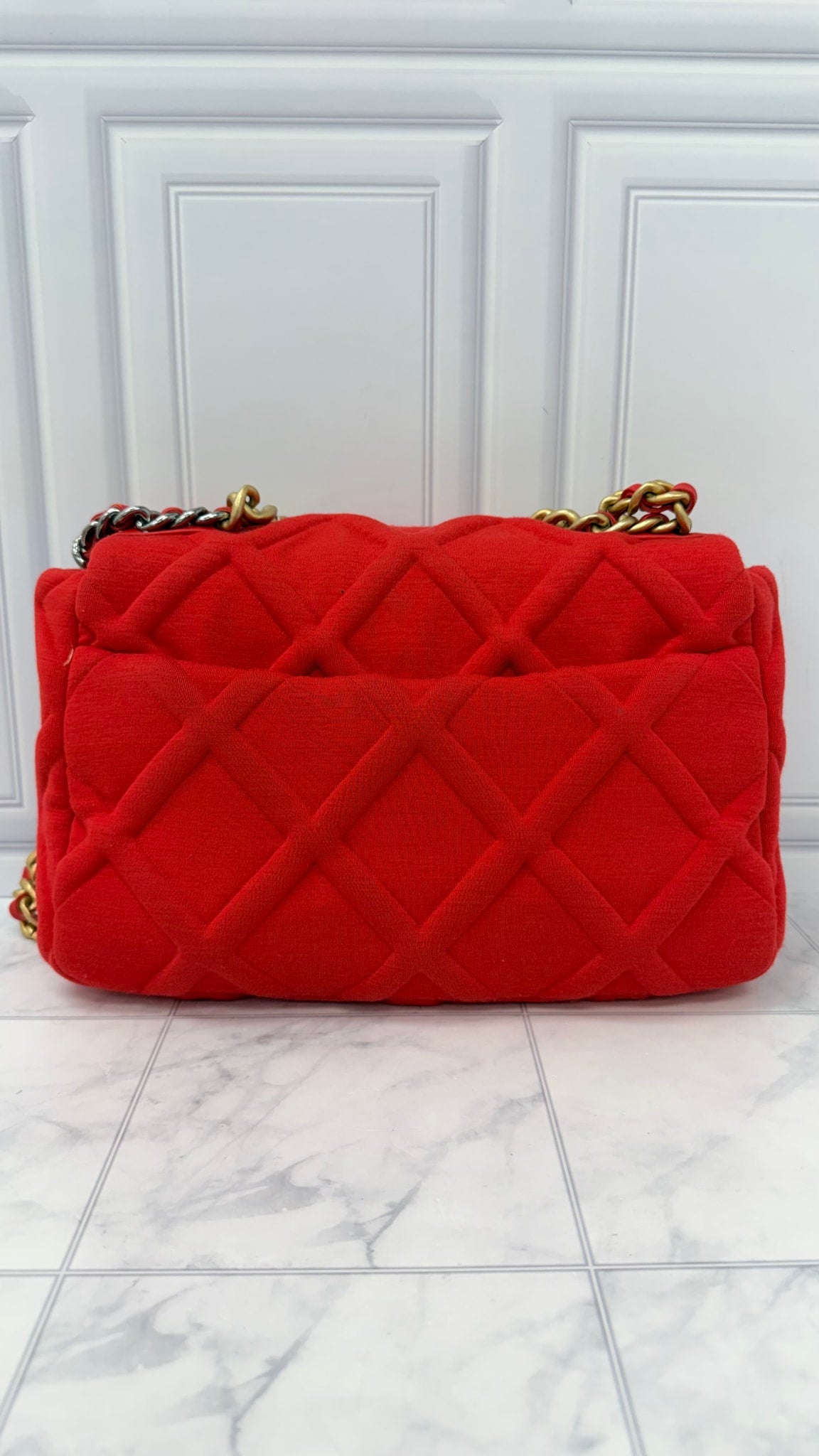 Chanel Red Quilted Jersey Chanel 19 Large Flap Bag