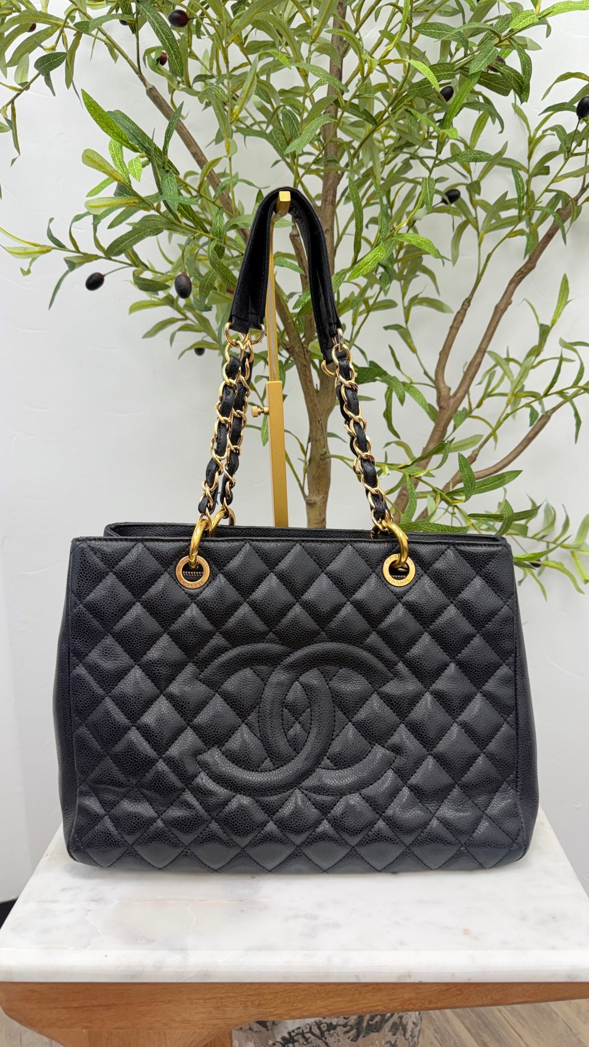 Chanel Black Caviar Leather Grand Shopping Tote
