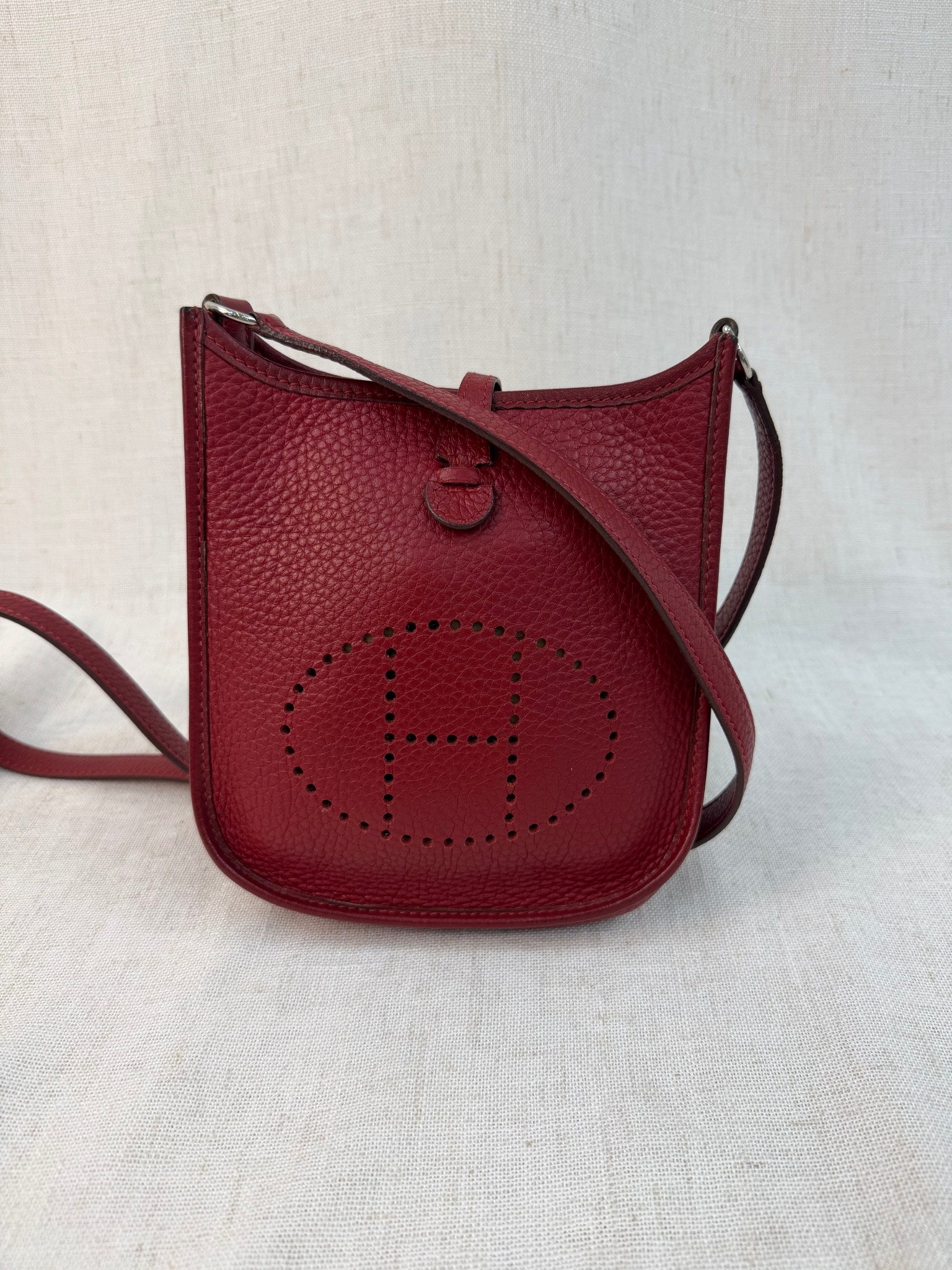 Hermes Red Leather Rouge H Evelyn Mini Bag