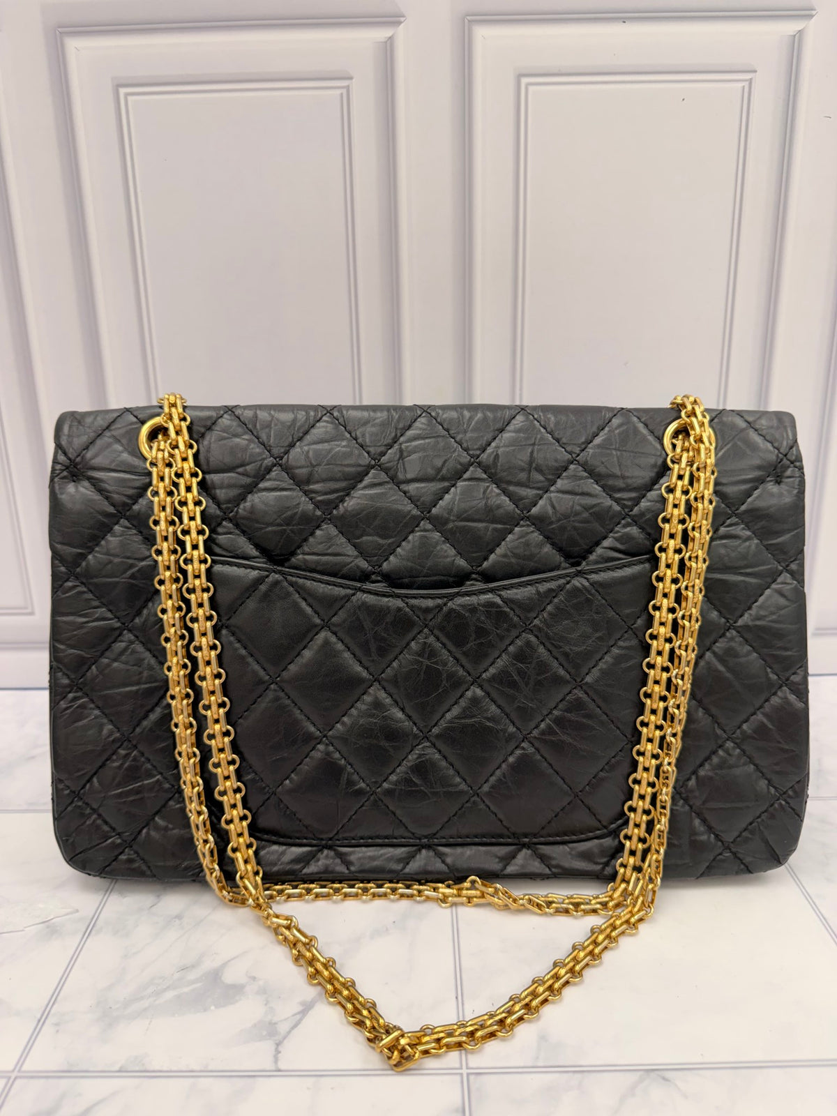 Chanel Black Calfskin Leather Jumbo 2.55 Handbag