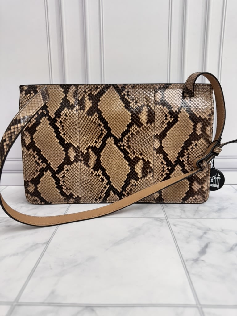 LIKE NEW - Gucci Brown Python And Bamboo Flap Crossbody Bag