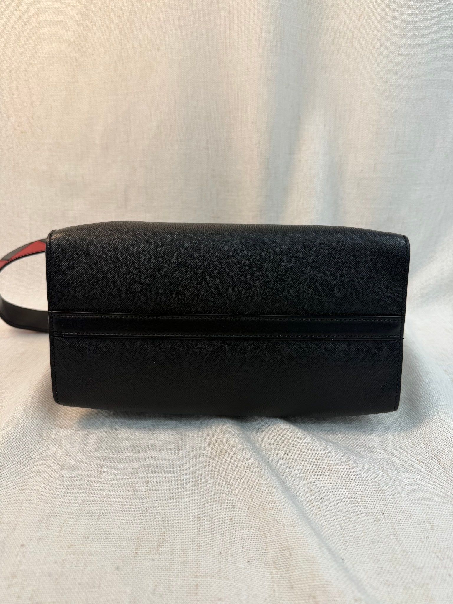 Prada Black Saffiano Leather Paradigme Two Way Tote Bag