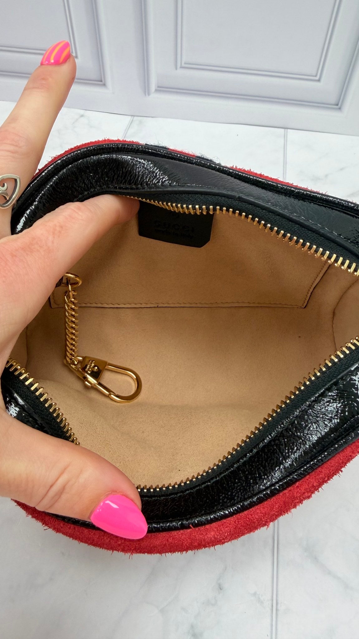 Gucci Red Suede Web Crossbody Bag