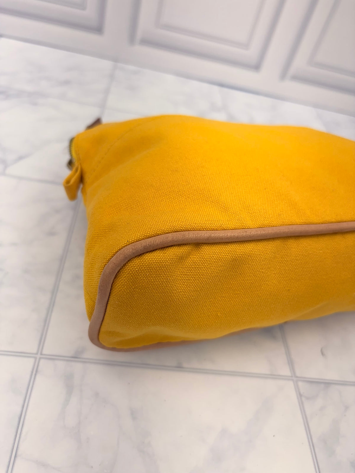 Hermes Yellow Canvas Bolide Pouch 30