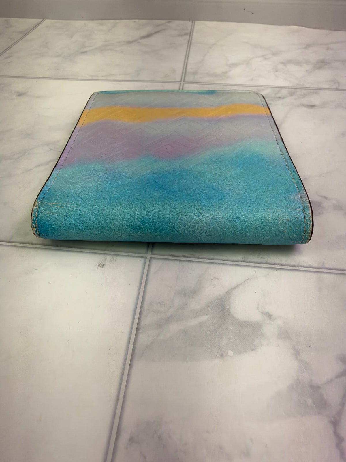 Fendi Blue Multicolor Leather Bifold Wallet