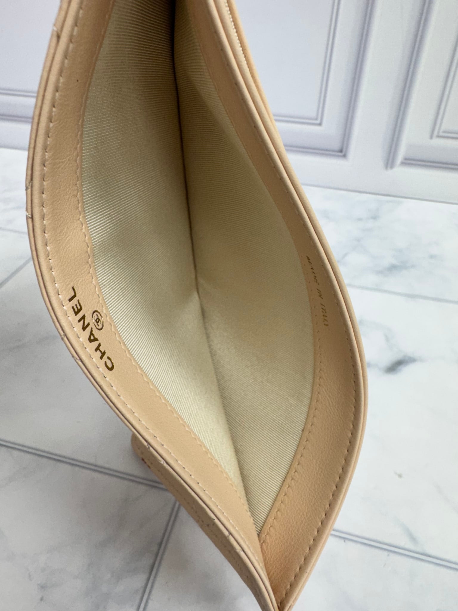 Chanel Beige Quilted Leather Wallet Insert
