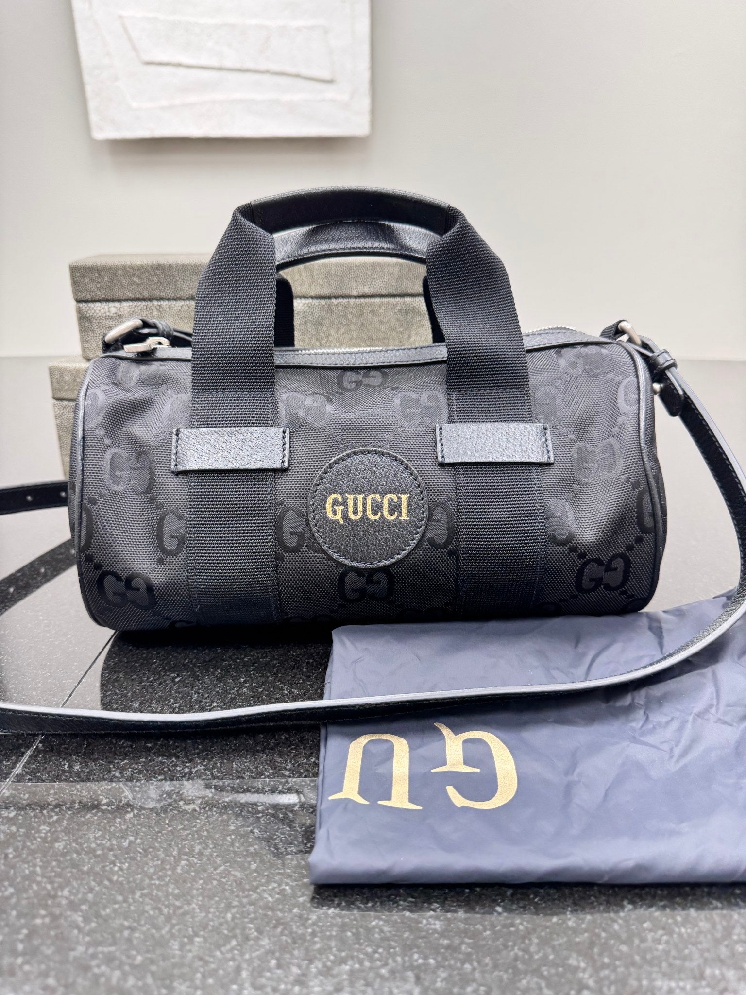 Gucci Black GG Canvas 2Way Bag