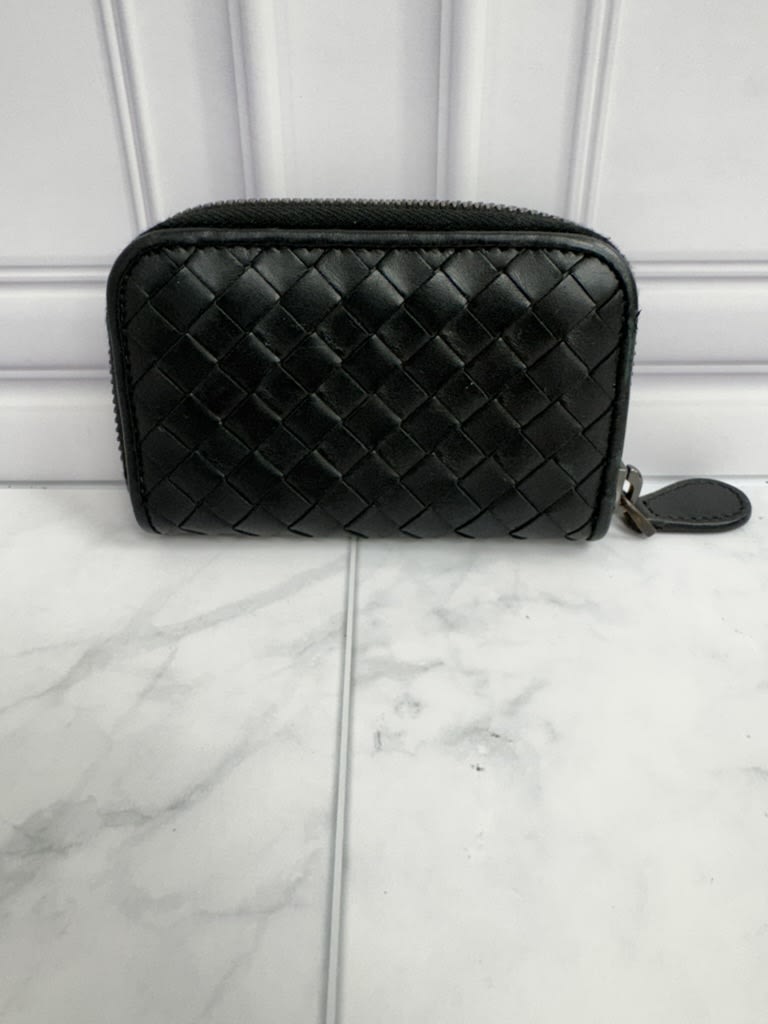 Bottega Veneta Black Intrecciato Leather Compact Zippy Wallet