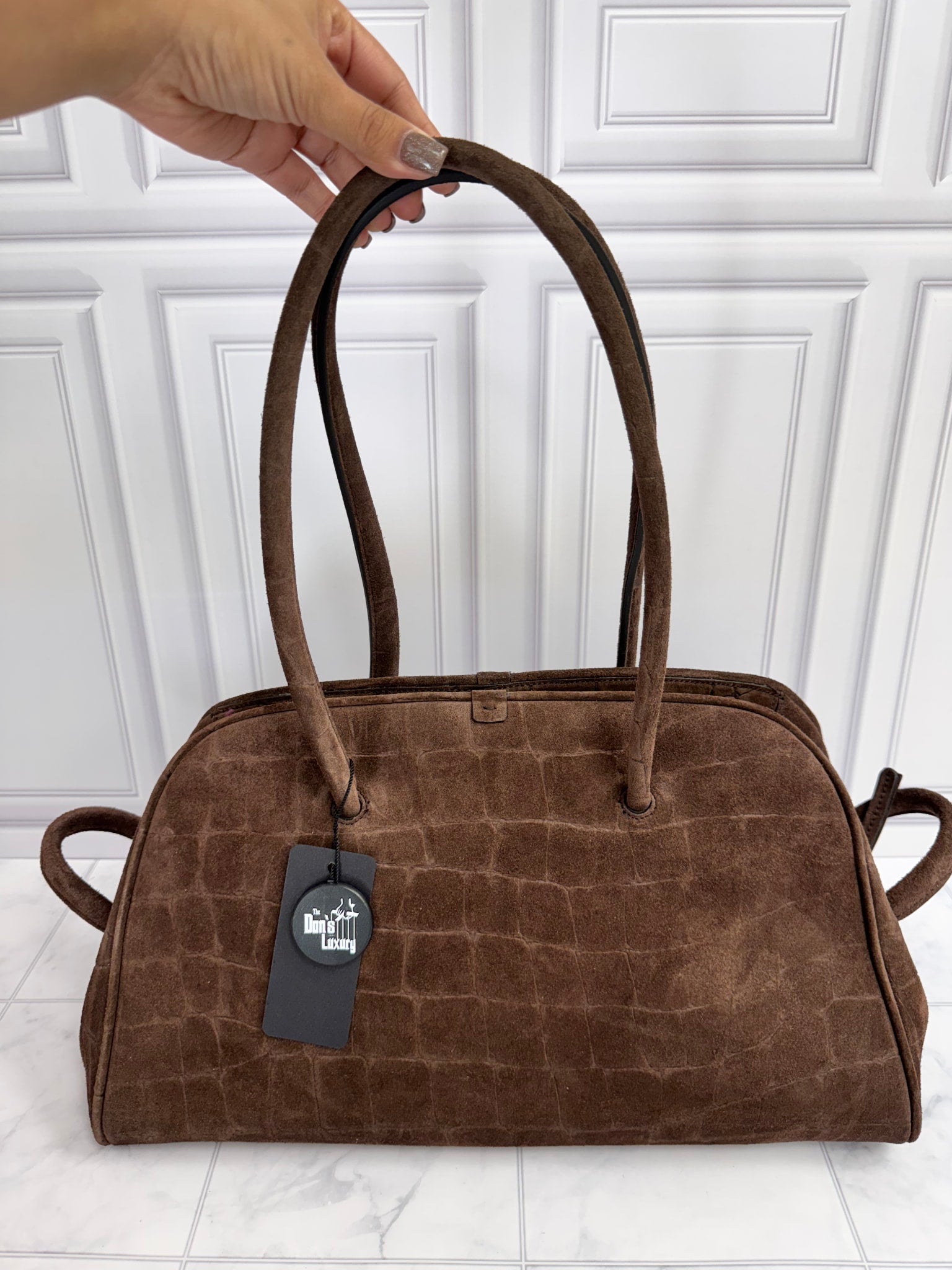 BRAND NEW Jacquemus Brown Croc Embossed Suede Le Turismo Shoulder Bag