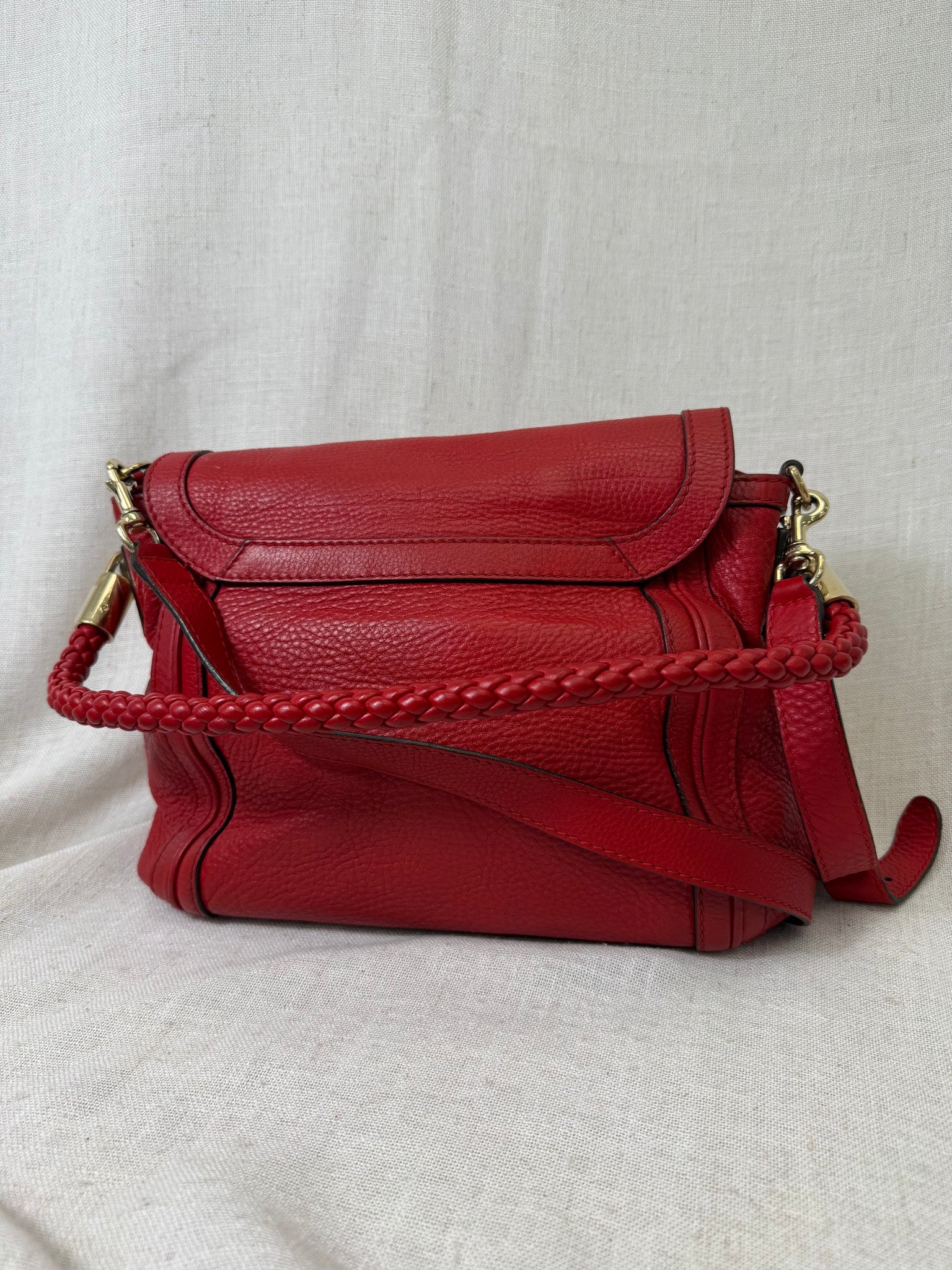 Gucci Red Leather Bella Flap Shoulder Bag