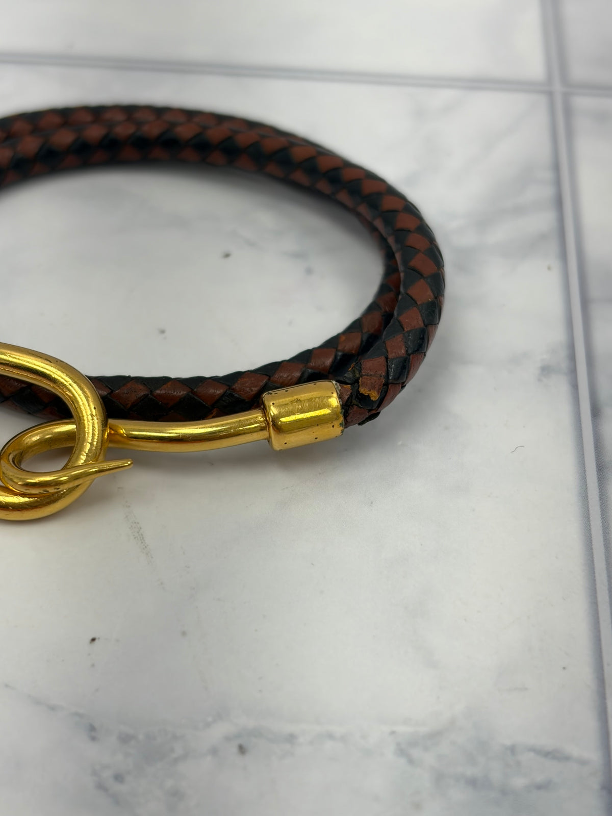 Hermes Braided Leather Jumbo Double Bracelet